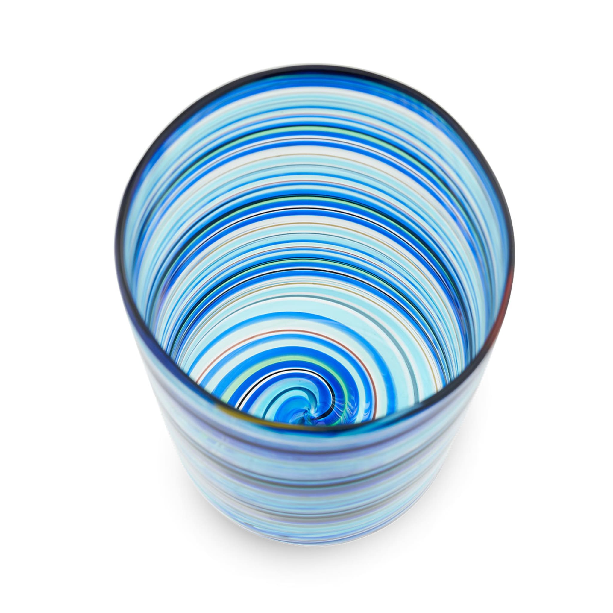 Rainbow Swirl Set of 2 Mouth-Blown Blue Water Tumblers  - Alternative view 1