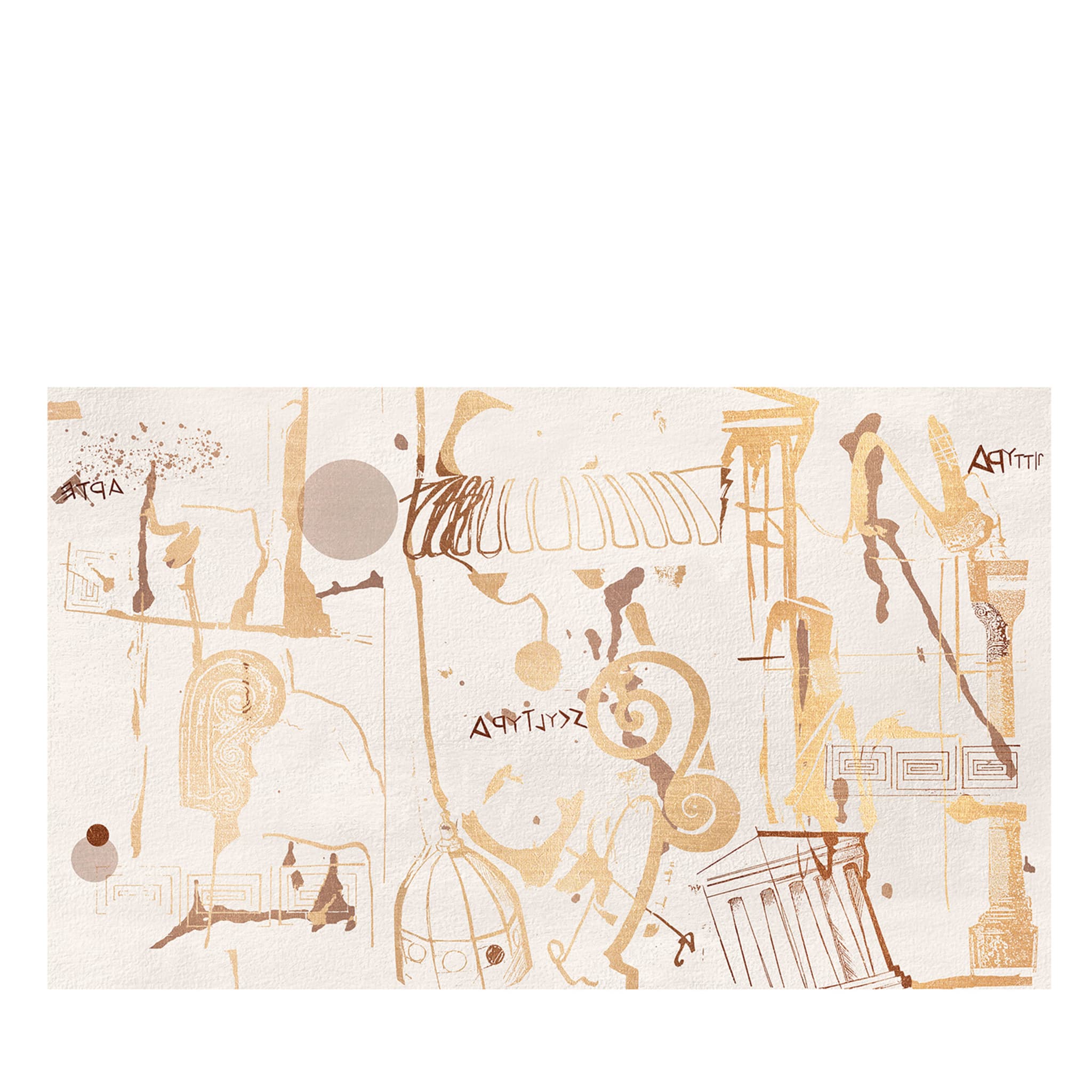 Papel pintado texturado con decoración griega dorada  - Vista principal
