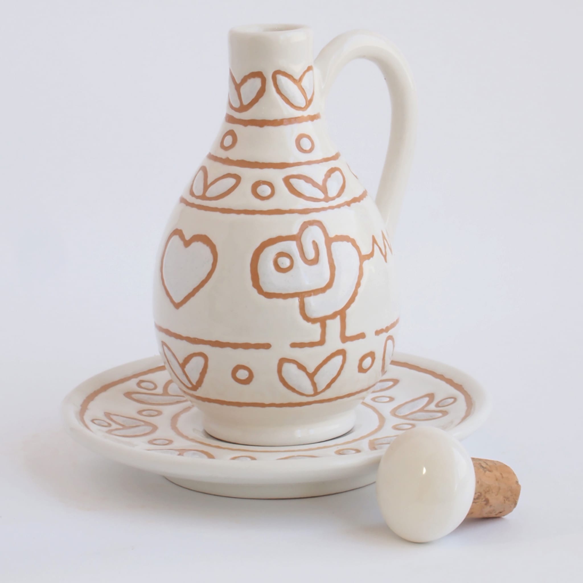Patterned Beige Oil Jug with Saucer - Alternative view 5