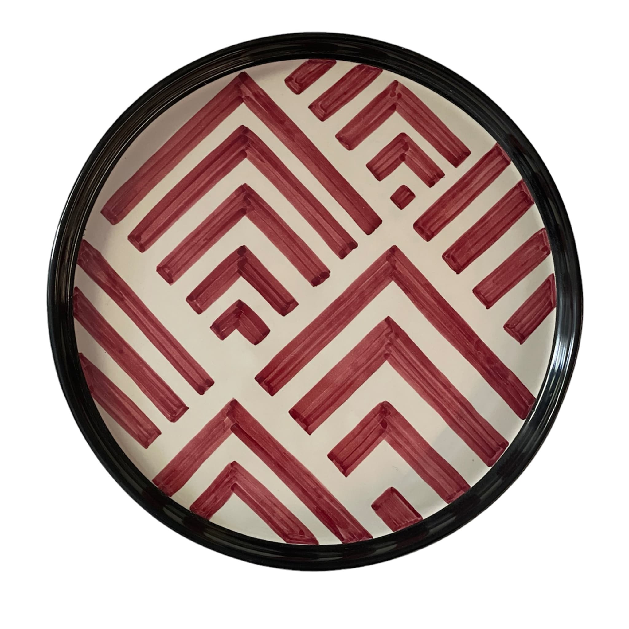Red and White Striped Round Tray - Main view