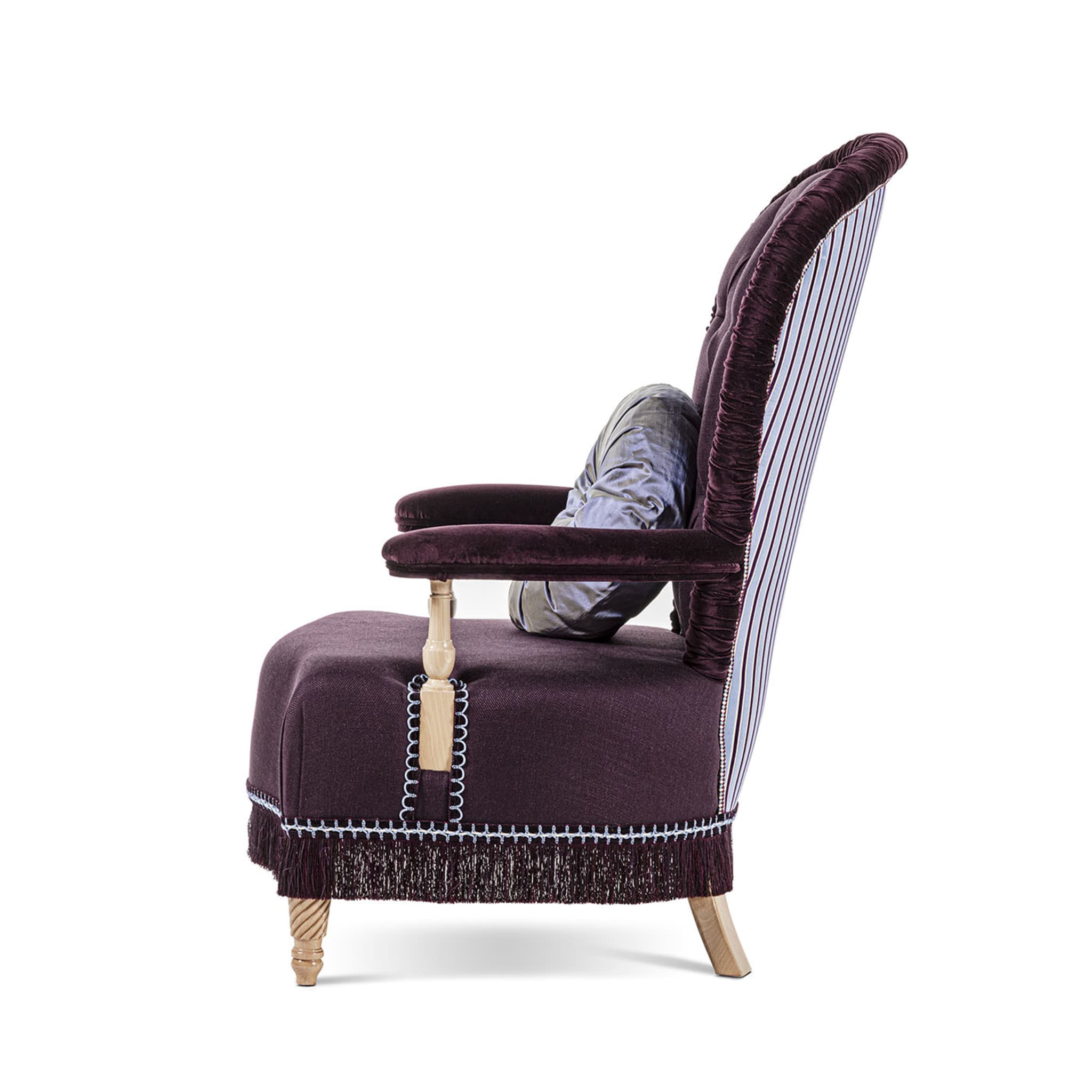 Purple Linen and Velvet Armchair  - Alternative view 2