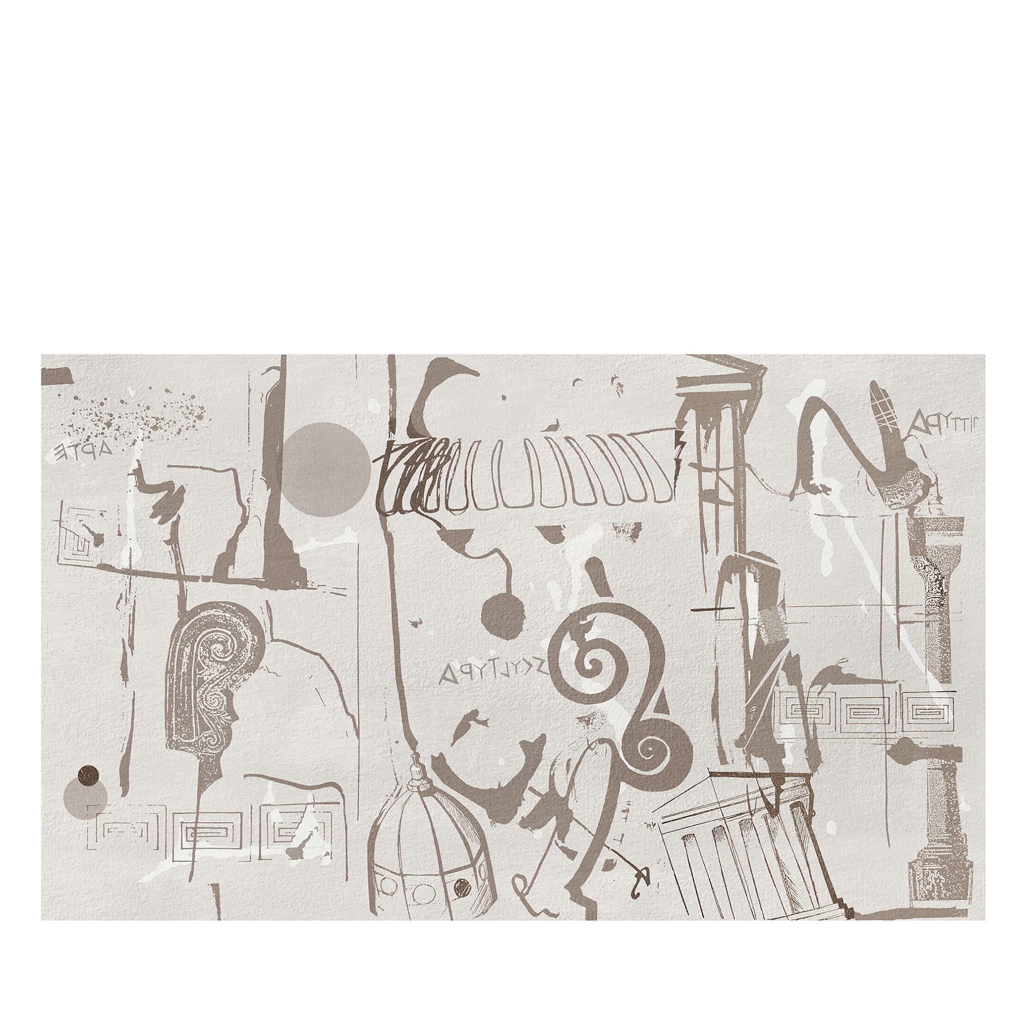 Papier peint texturé beige de décoration grecque  - Vue principale