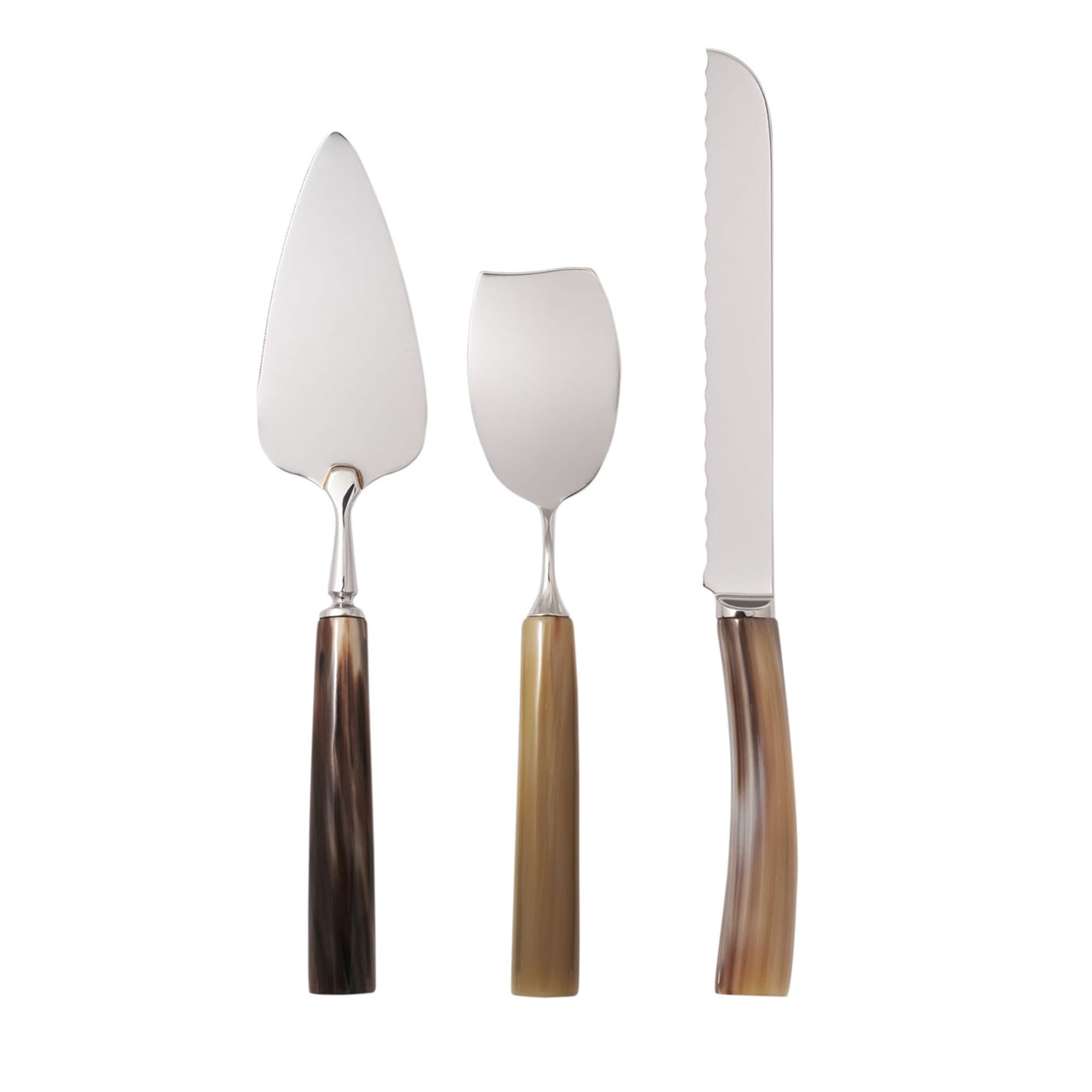 Cake Cutlery Set in Natural Horn - Main view