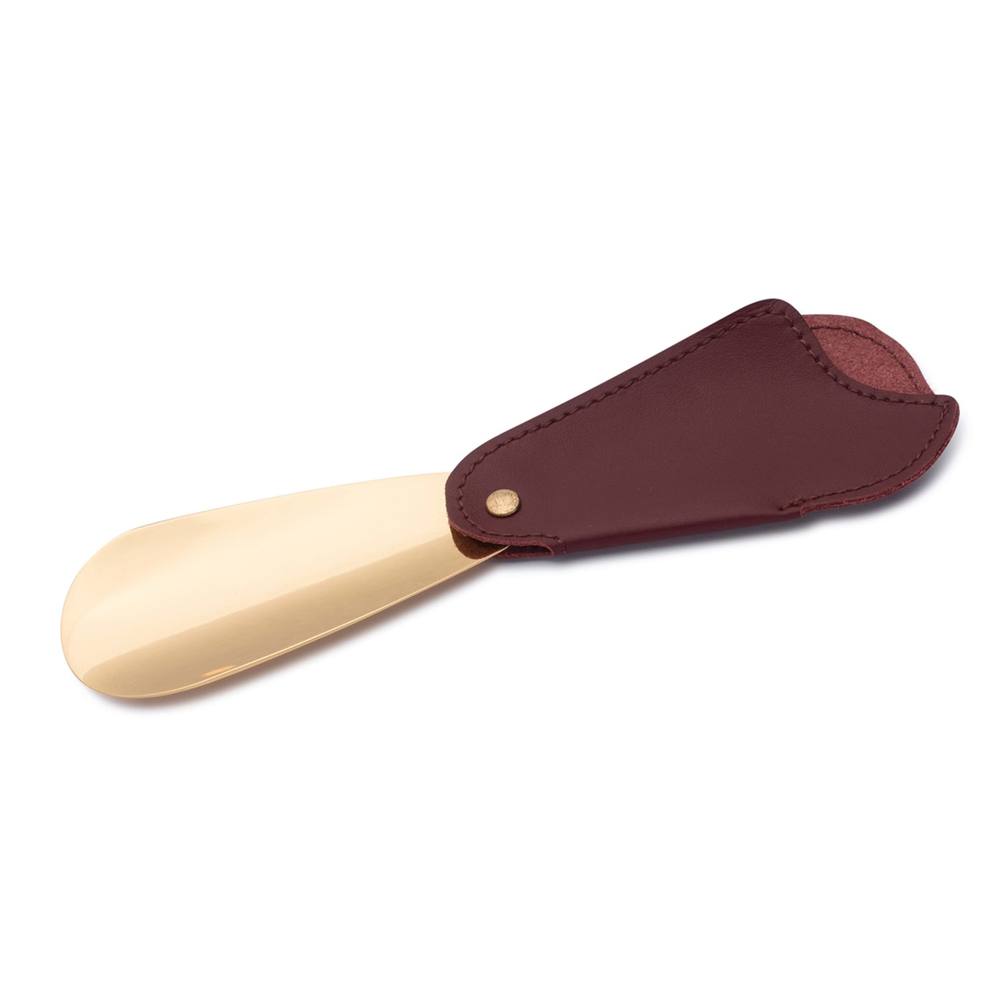 Burgundy & Gold Leather Travel Shoe Horn - Alternative view 1