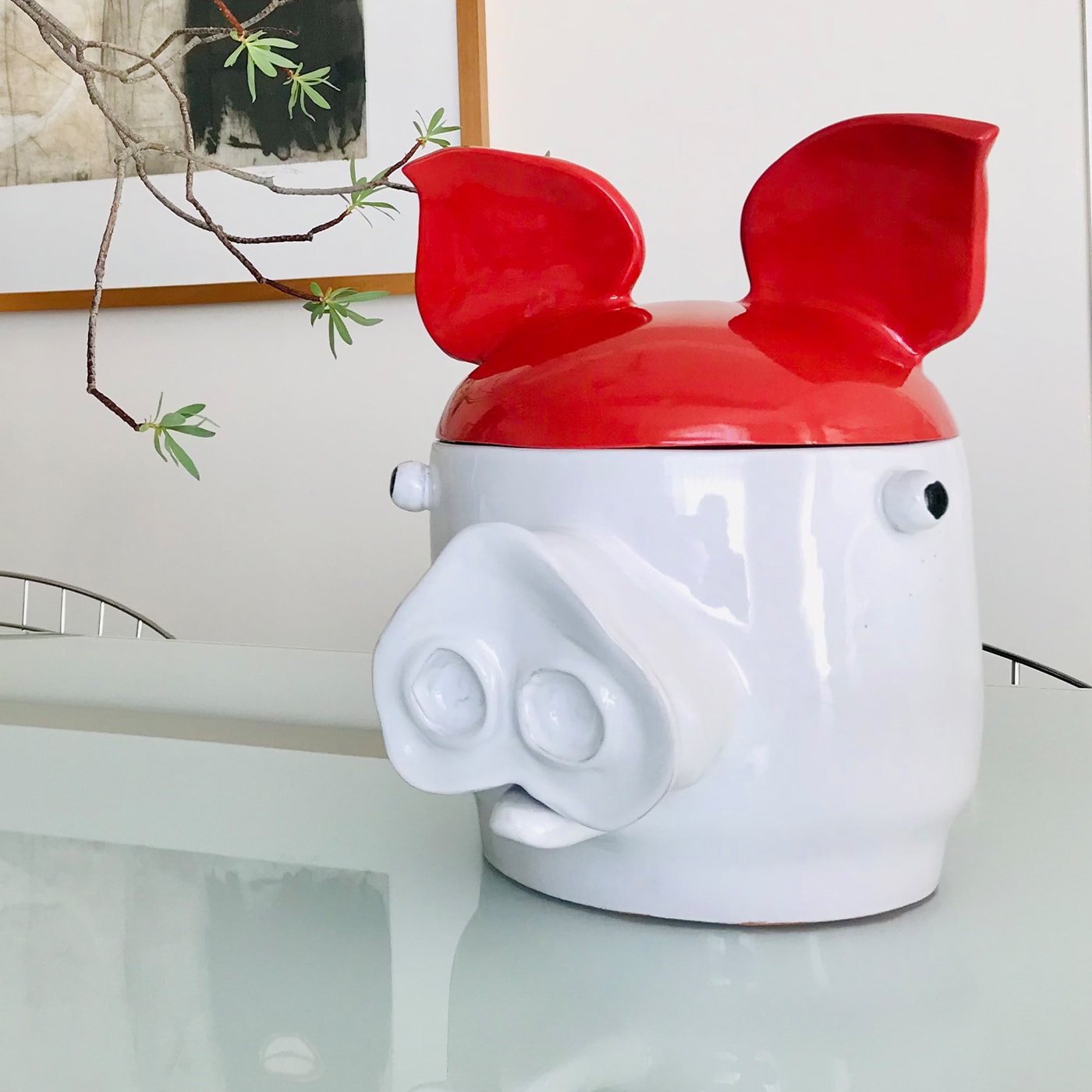Pig Large Red and White Container with Lid - Freaklab