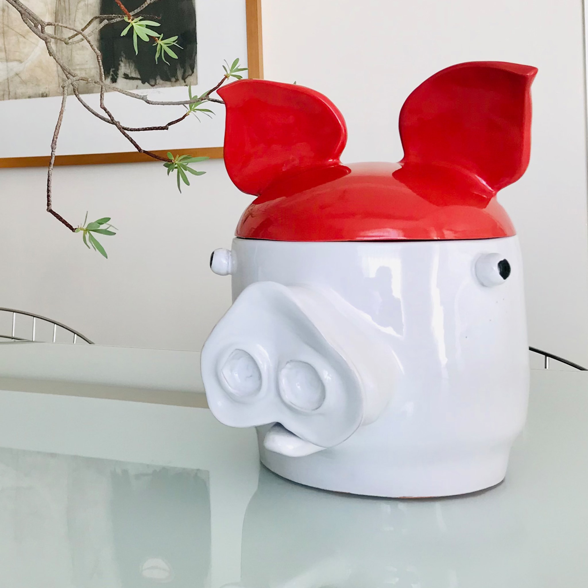 Pig Large Red and White Container with Lid - Alternative view 3