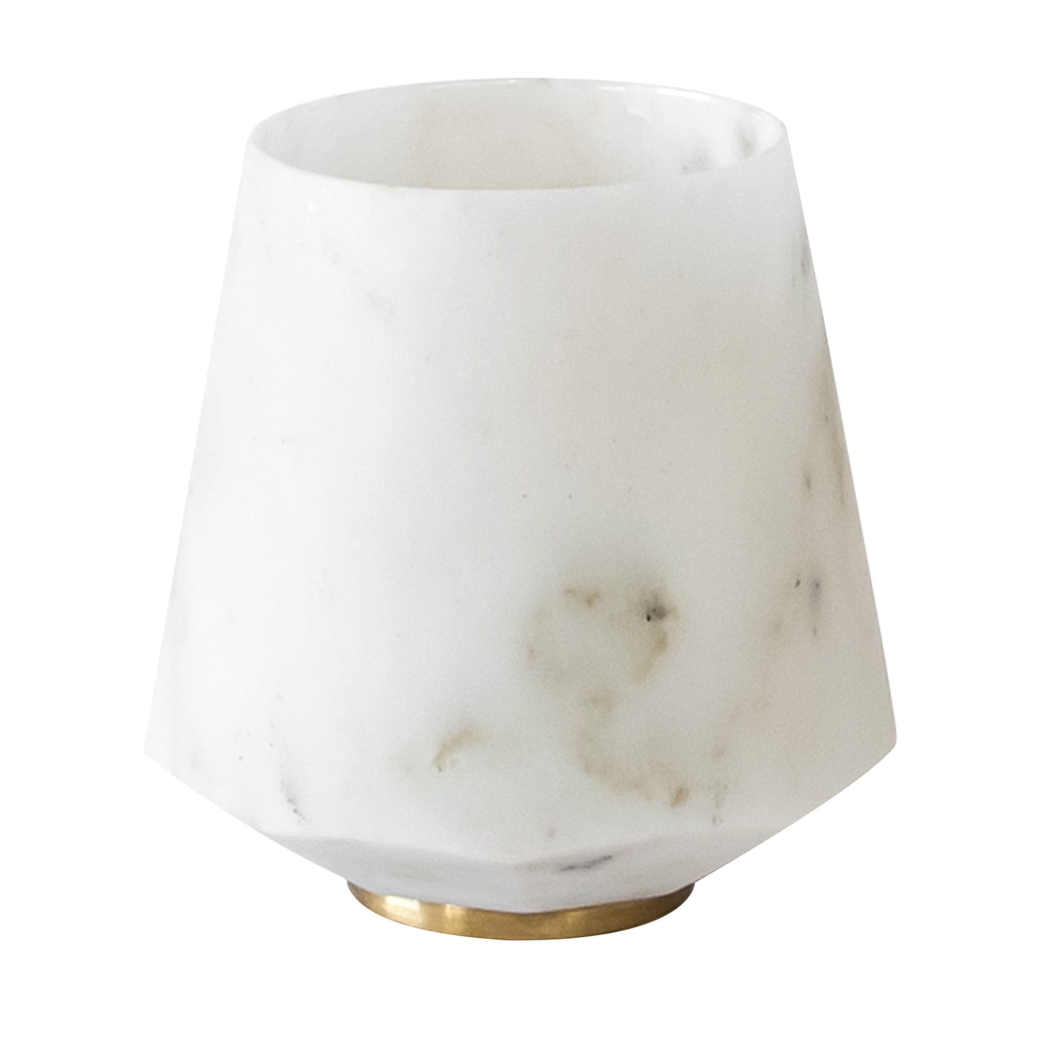 Water Glass in white Carrara marble and brass - Main view