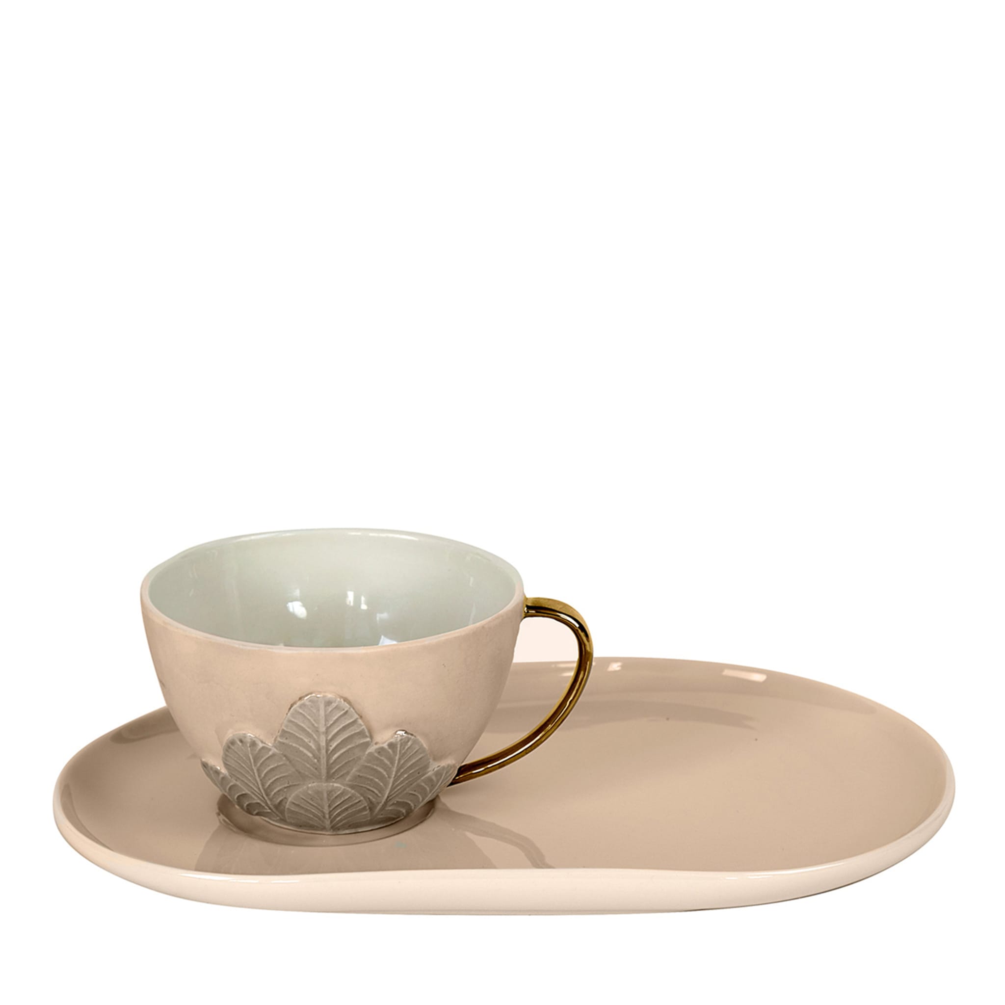 PEACOCK TEA CUP WITH DELIGHT DISH - BEIGE - Main view