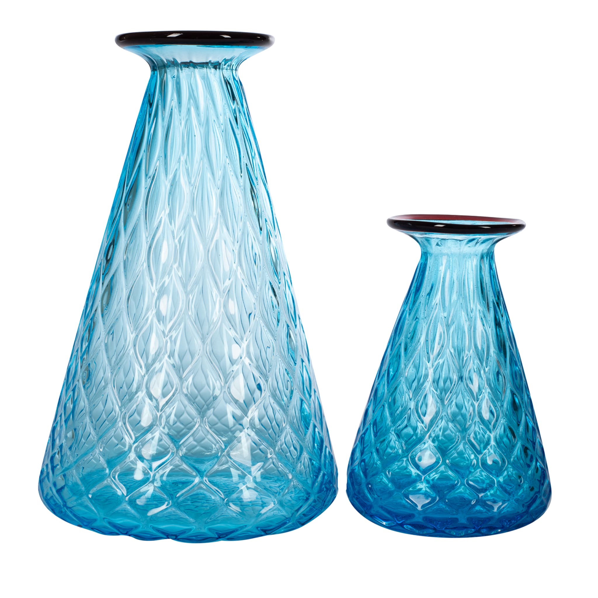 Acqua Mare Balloton Set of 2 Conical Azure Vases - Main view