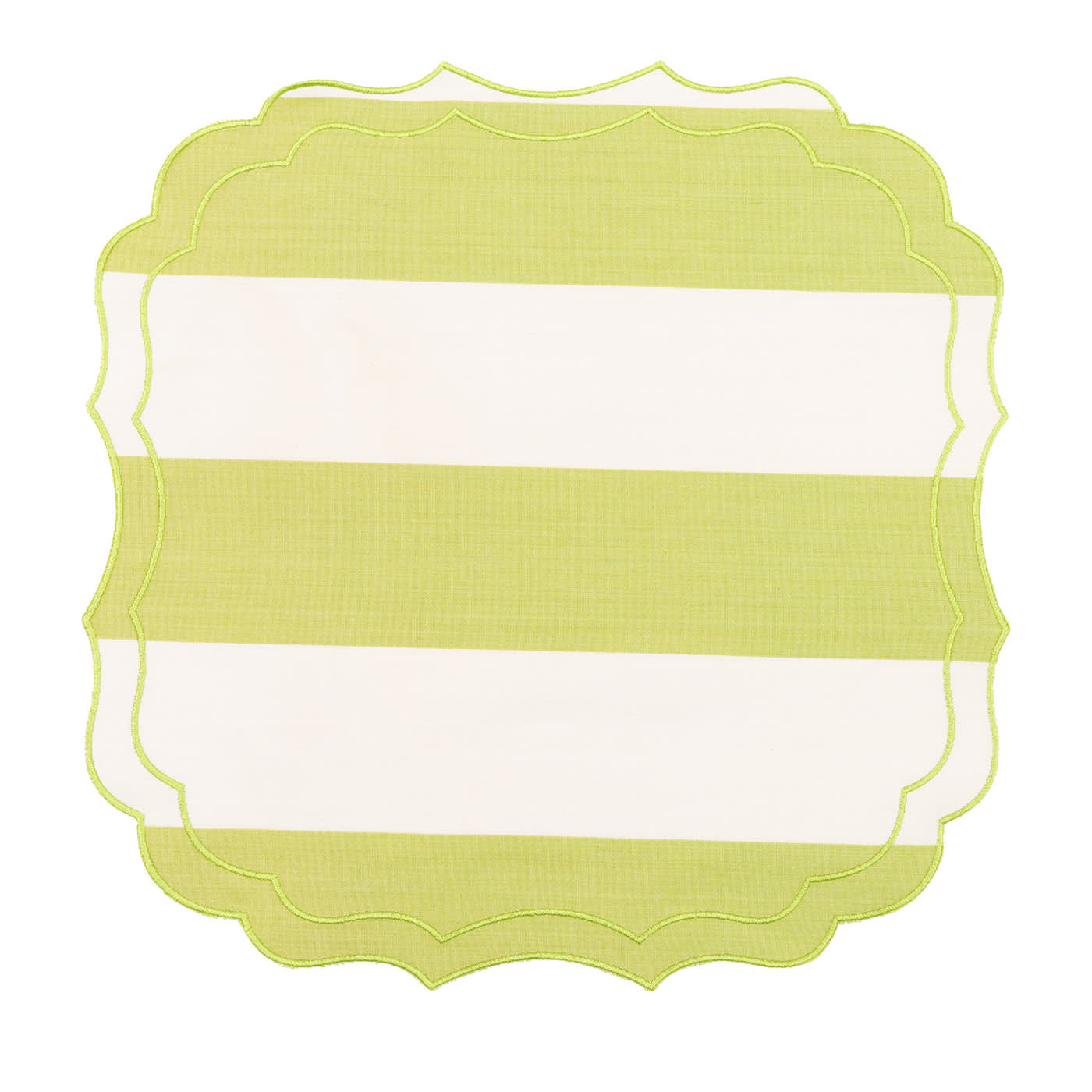 Set of 2 Krinkle Striped Green & White Placemats - La Gallina Matta