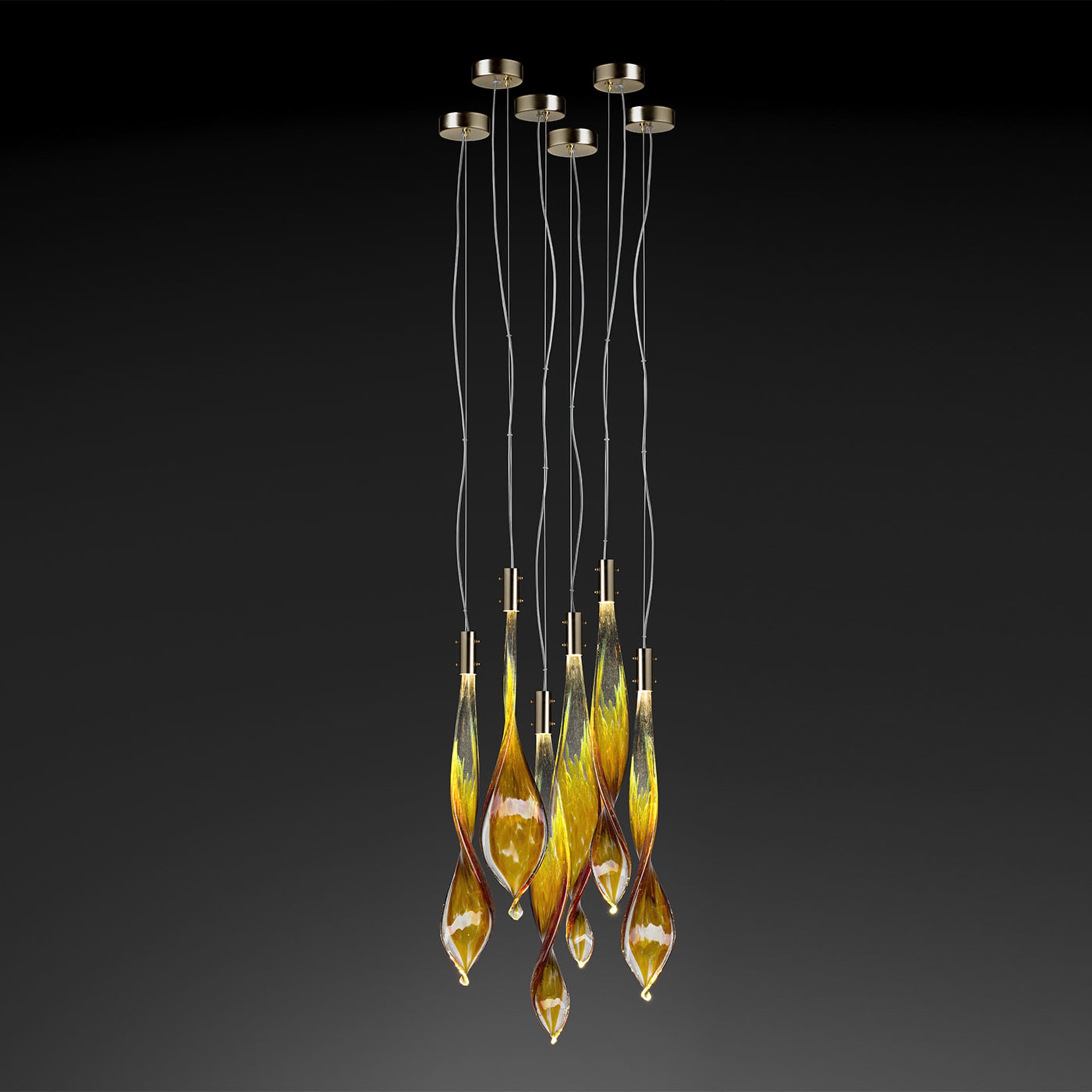 Glass Fall 6 Leaves Chandelier - Alternative view 1