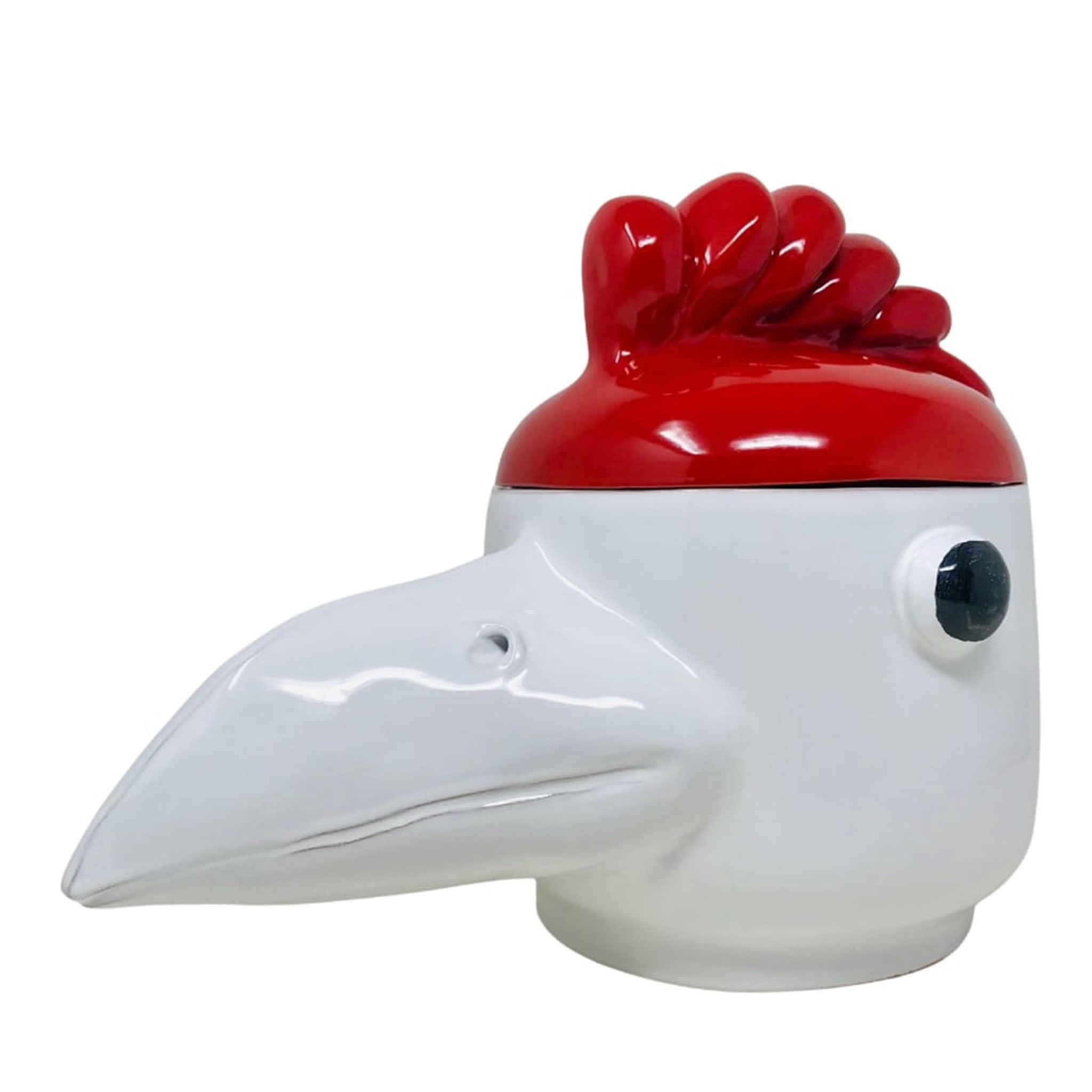 Large Red and White Bird Container with Lid - Main view