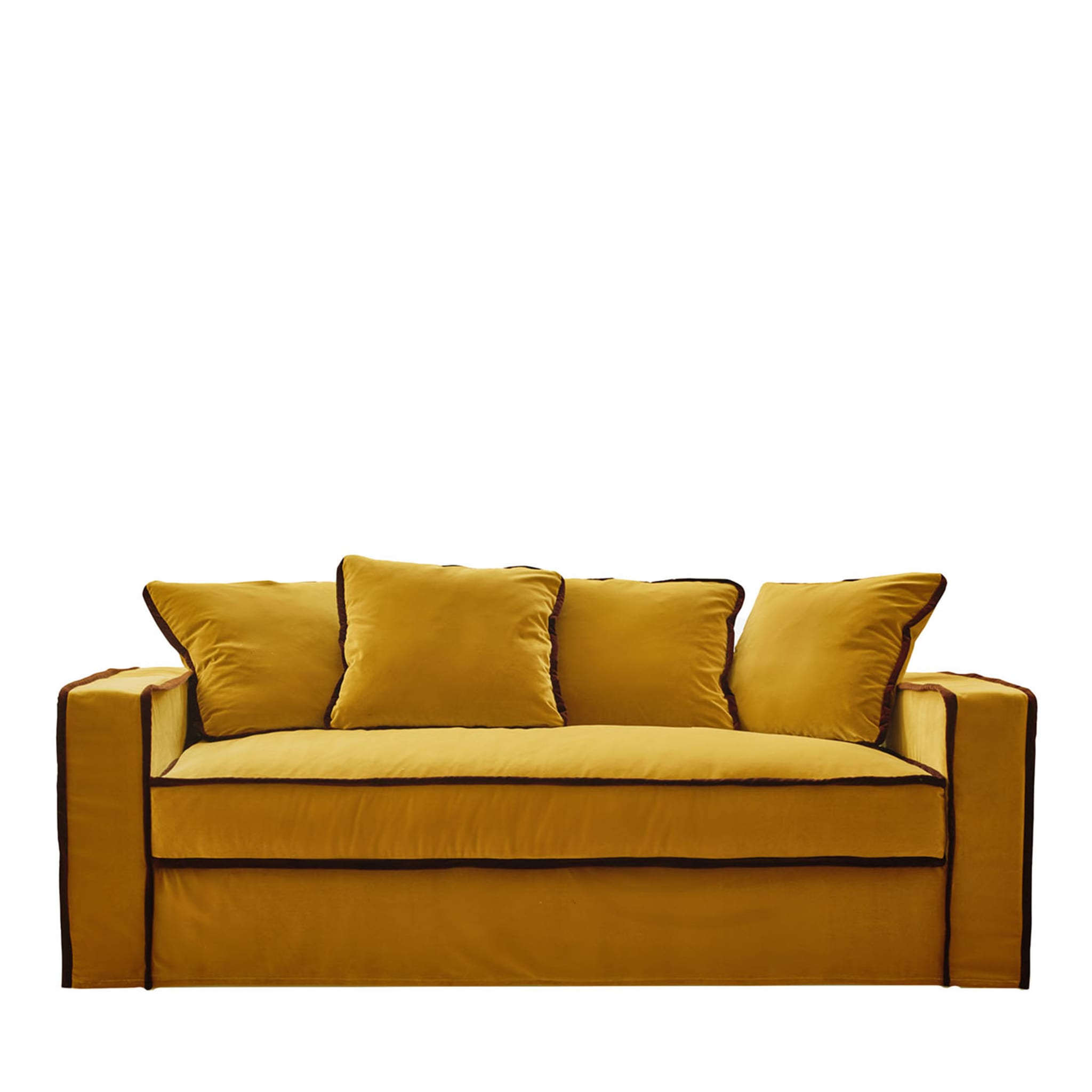 Rafaella Gold & Bordeaux Velvet Sofa - Main view