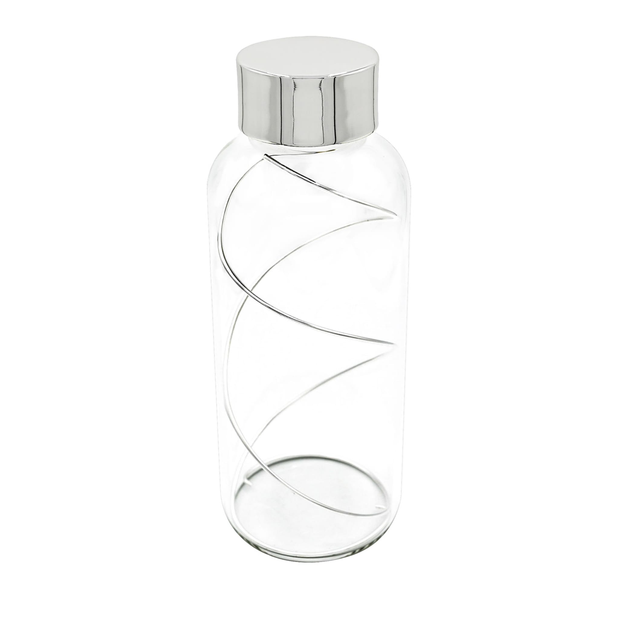 Botella transparente de 0,75 L con espiral plateada - Vista principal