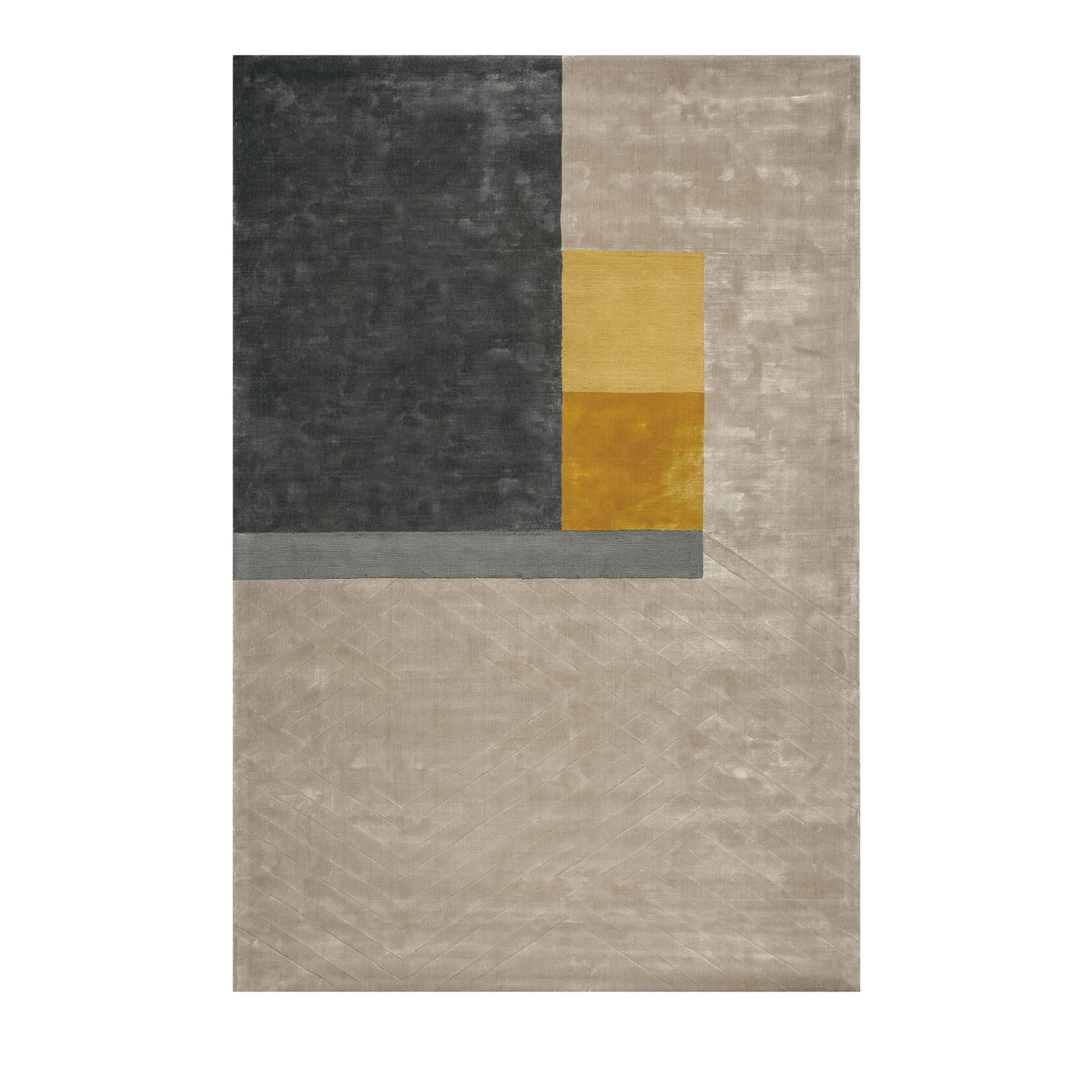 Tapis gris et or rectangulaire Shogi Queenwalk de Dainelli Studio - Vue principale