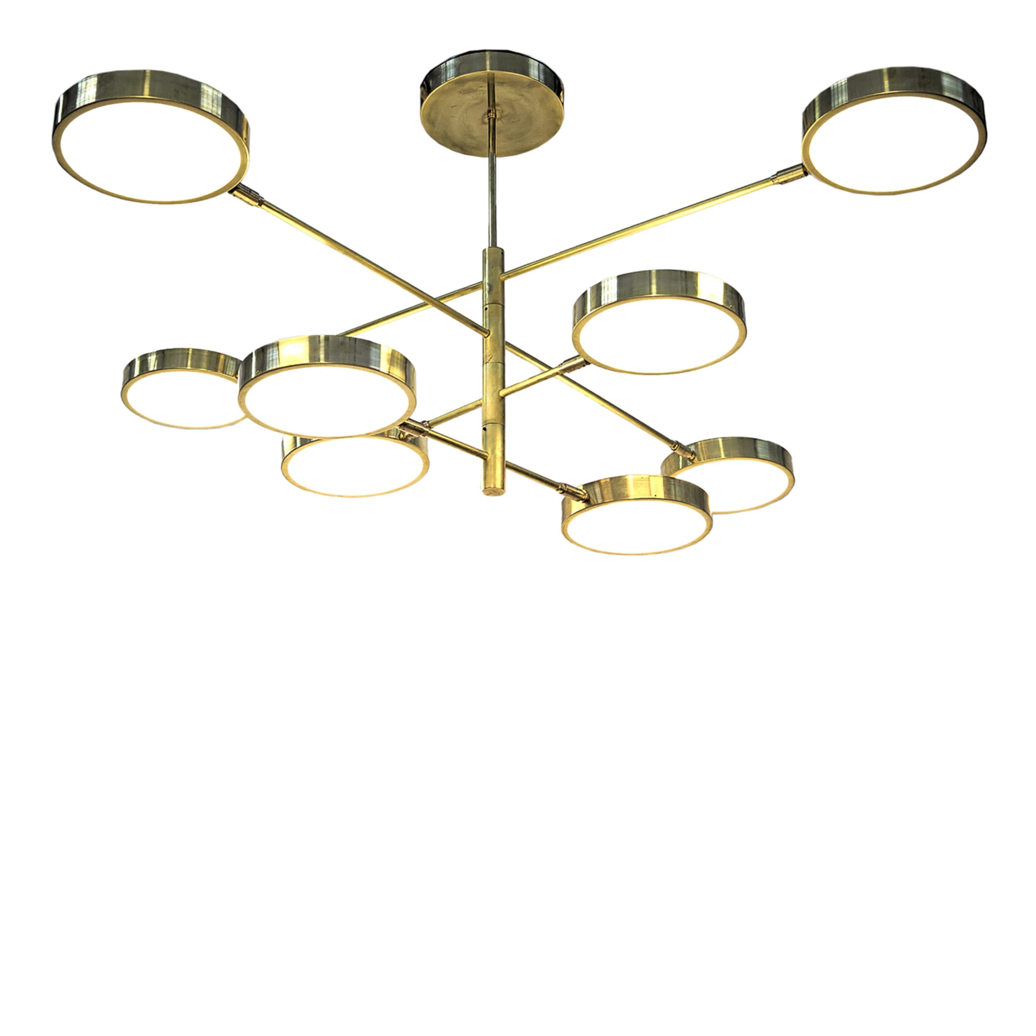 Sistema 8-arms Brass and Glass Chandelier - Main view