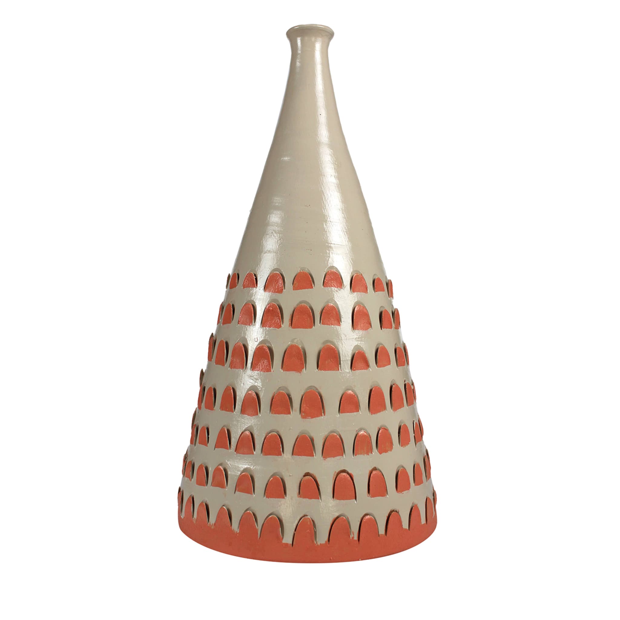Vase conique écru et orange 21 de Mascia Meccani - Vue principale