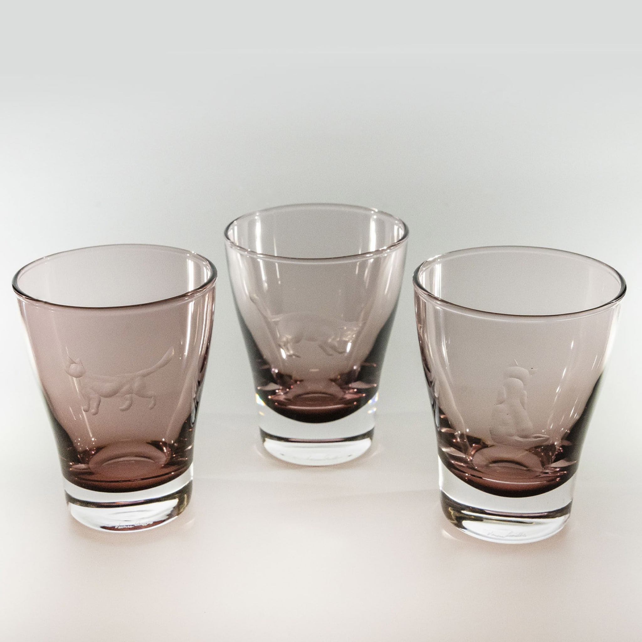 Cat Set of 6 Etched Purple Water Glasses #1 - Alternative view 1