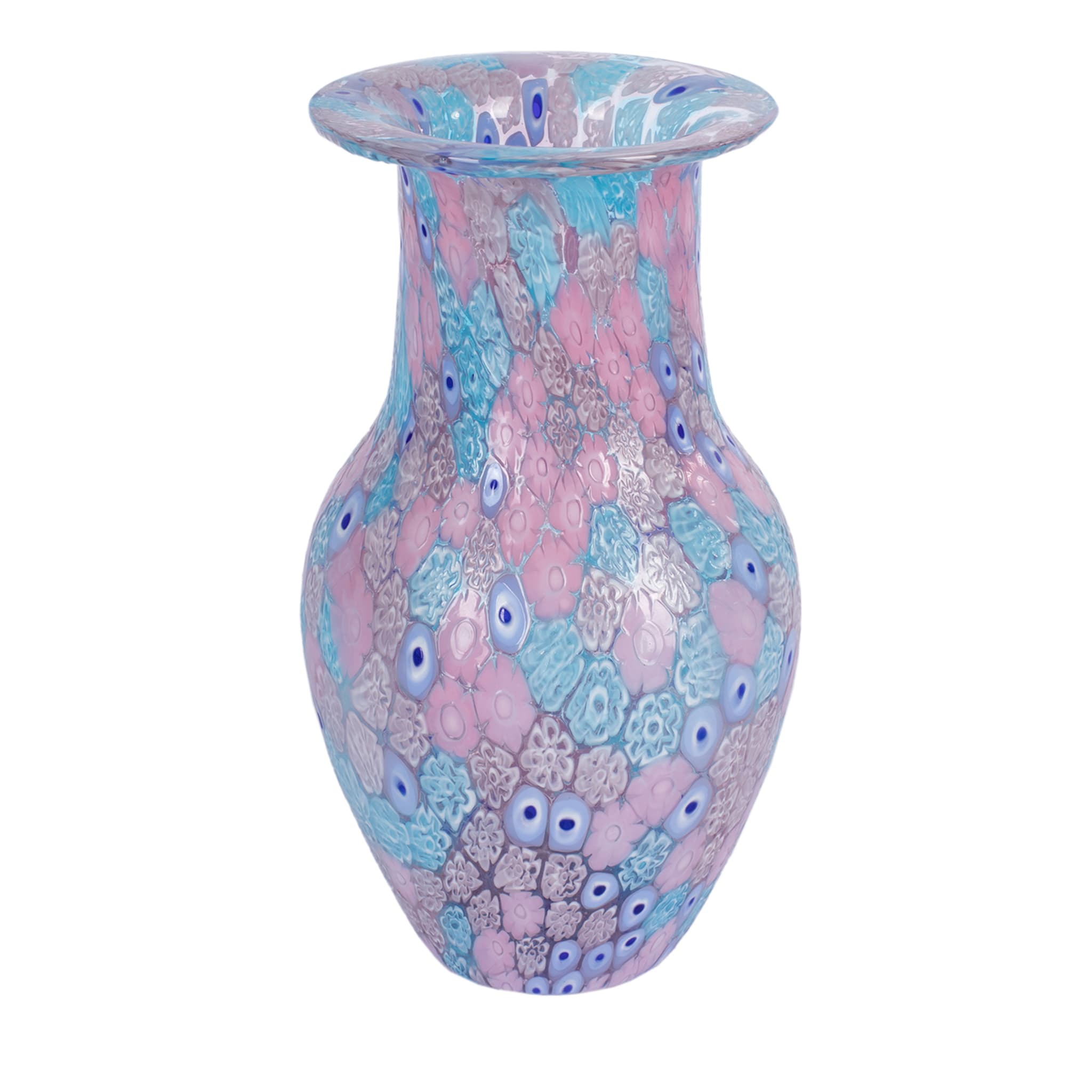 Vase Murrina en or 24K, bleu et rose - Vue principale