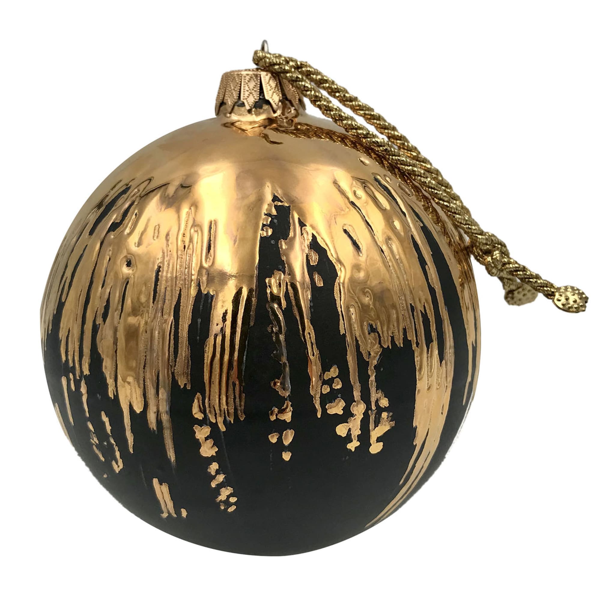 Ornamento natalizio in ceramica Colata nero e oro - Vista principale