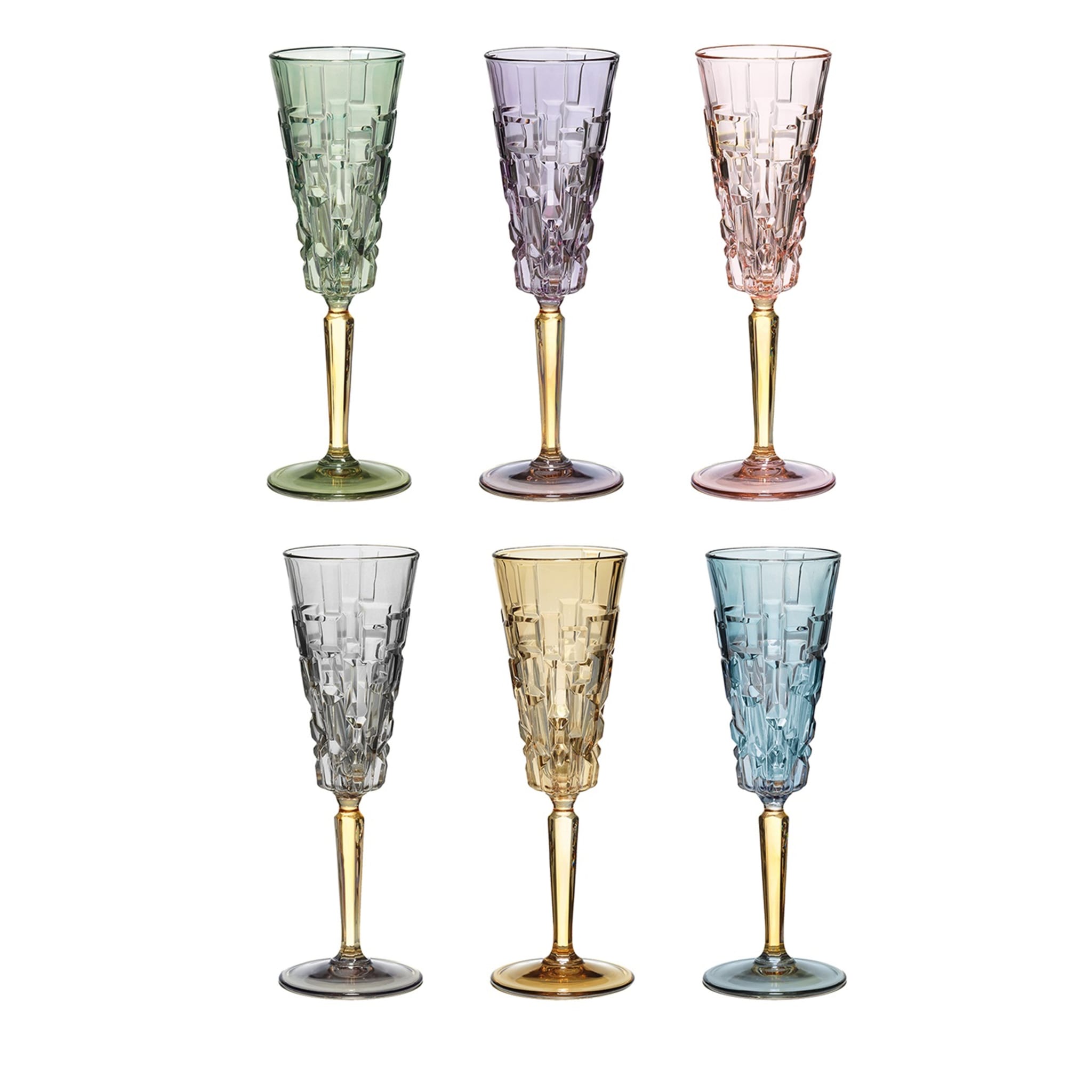 Set of 6 Square Printed Flutes - Main view