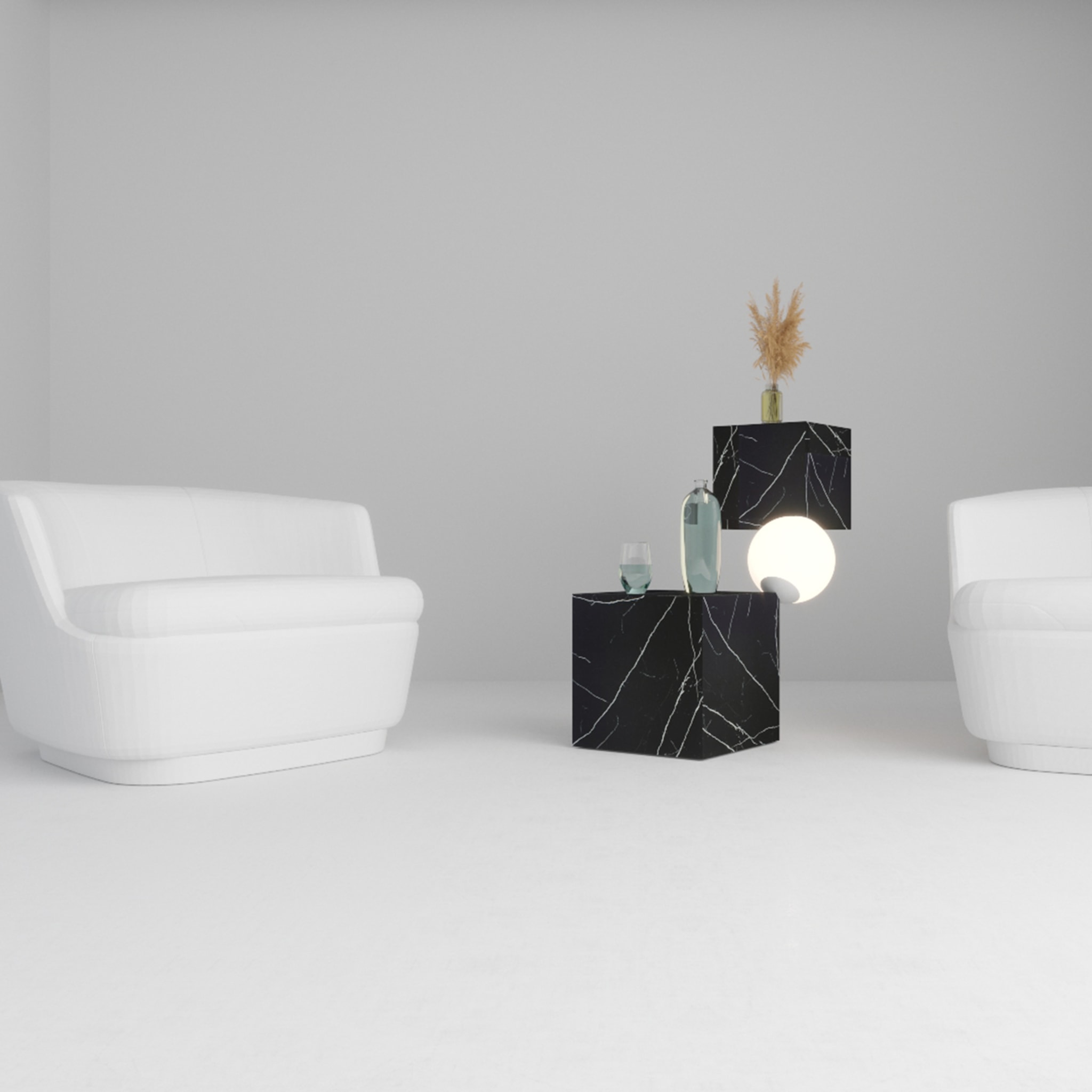 Table d'appoint et lampadaire CSD en marbre noir Par Sissy Daniele - Vue alternative 5