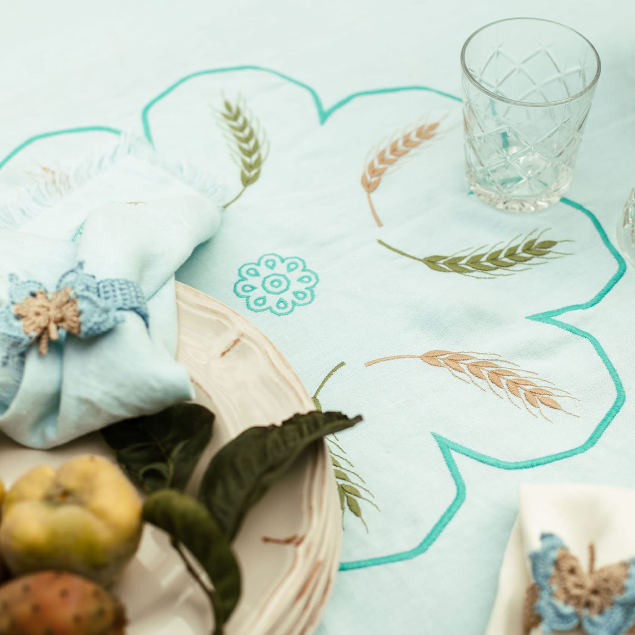 Grano Multicolor Rectangular Turquoise Tablecloth - Alternative view 3