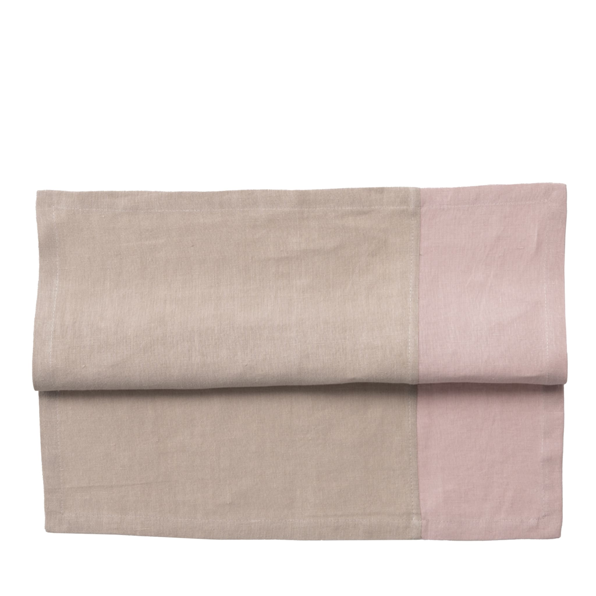 Set di 4 tovaglioli di lino di lusso bicolore argento-rosa-beige - Vista principale