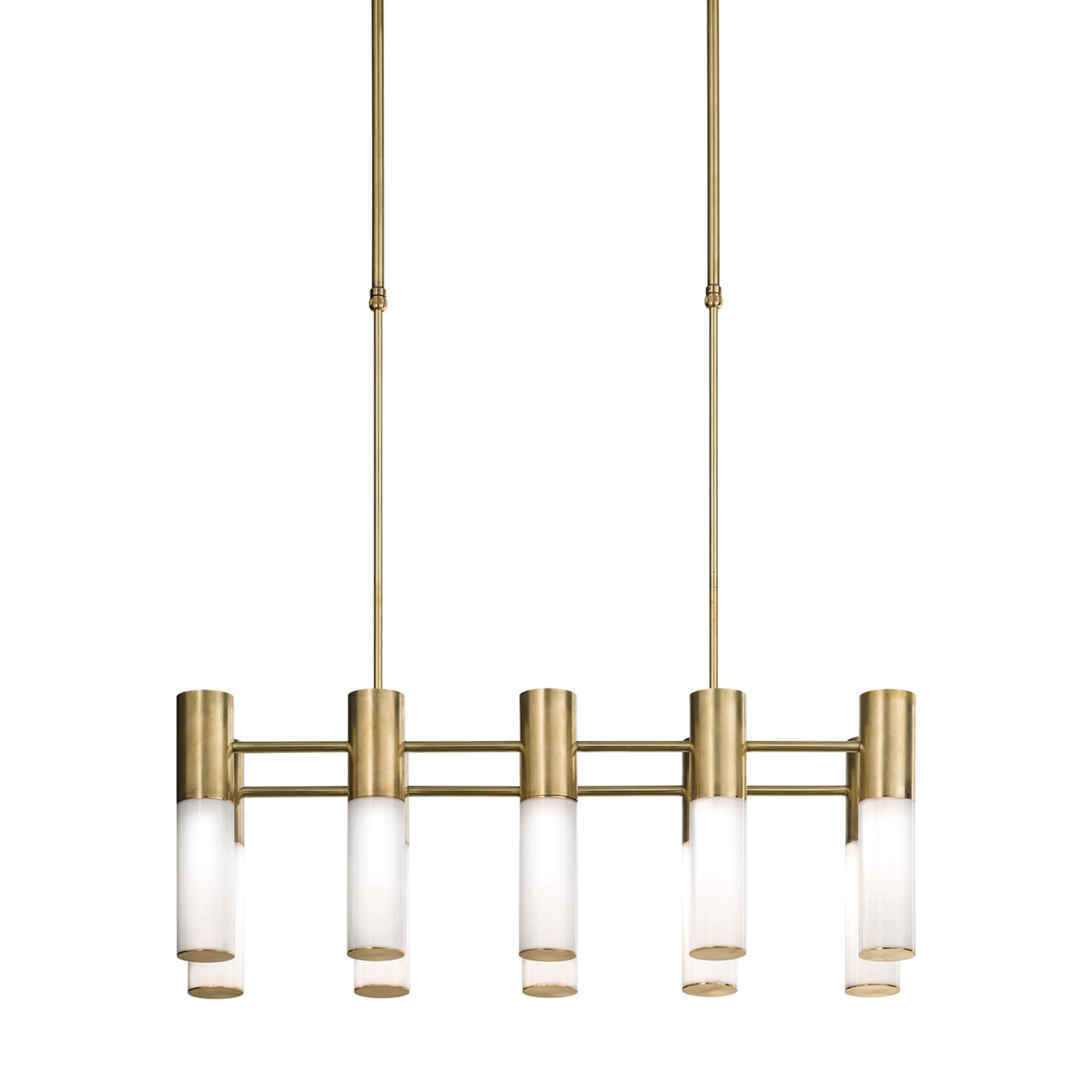 Etoile 10-Lights Natural Brass & White Glass Chandelier - Main view