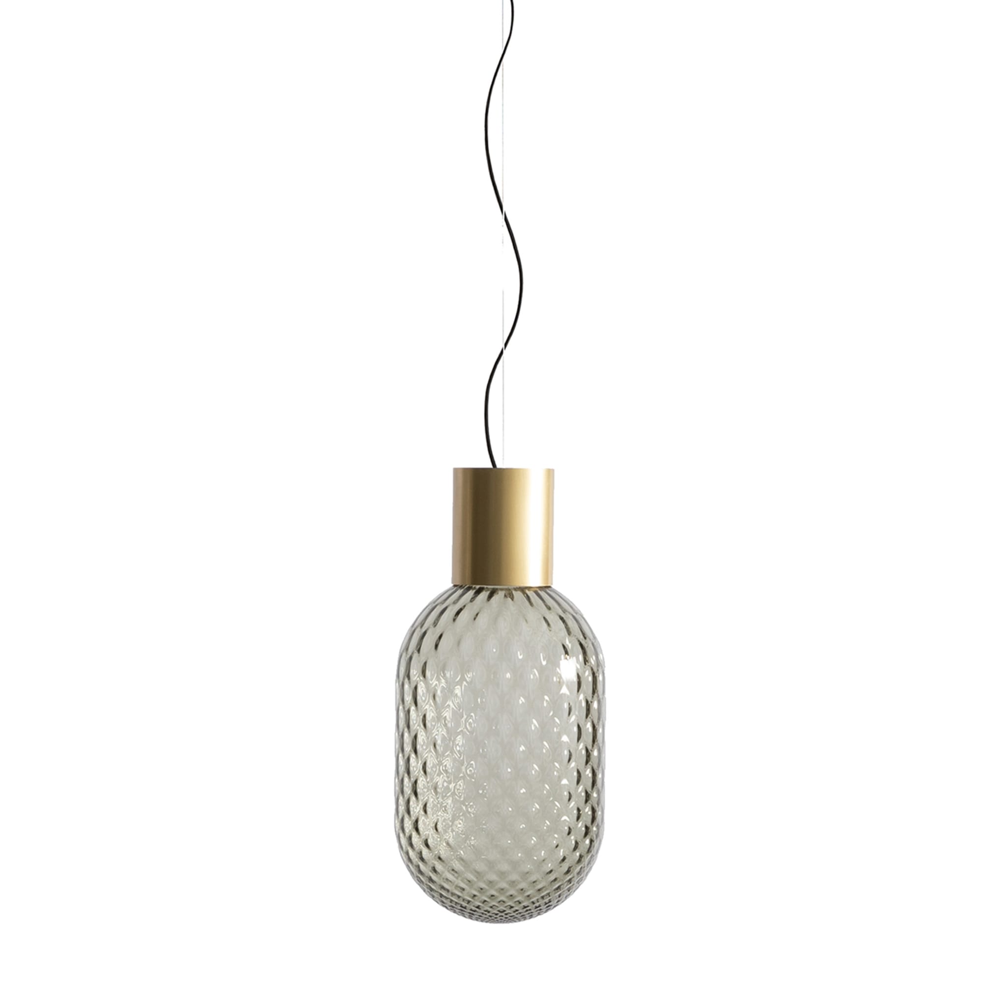 Bloom Natural Brass & Grey Transparent Glass Pendant Lamp #1 - Main view