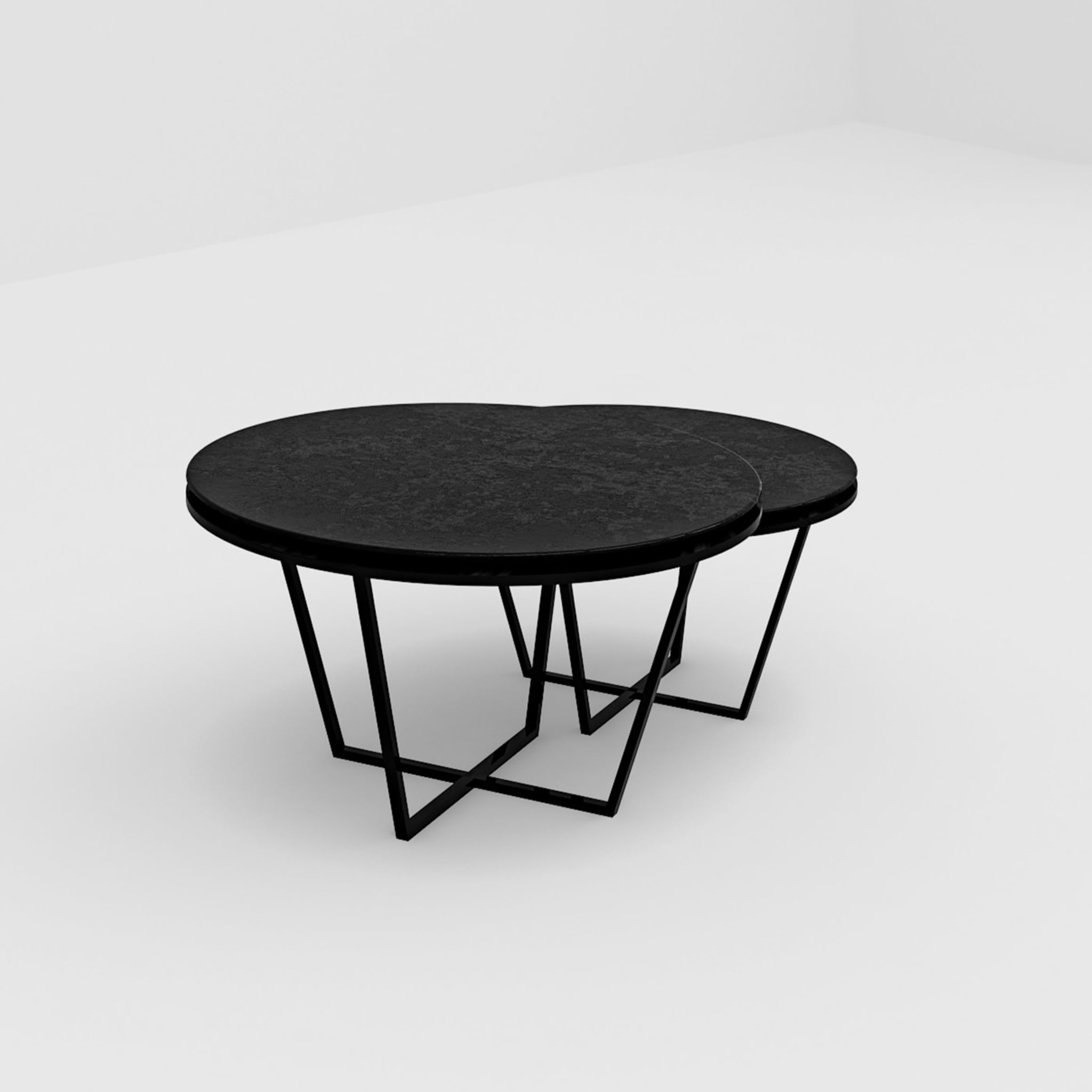 Set of 2 Different-Height Round Black Coffee Tables - Alternative view 2