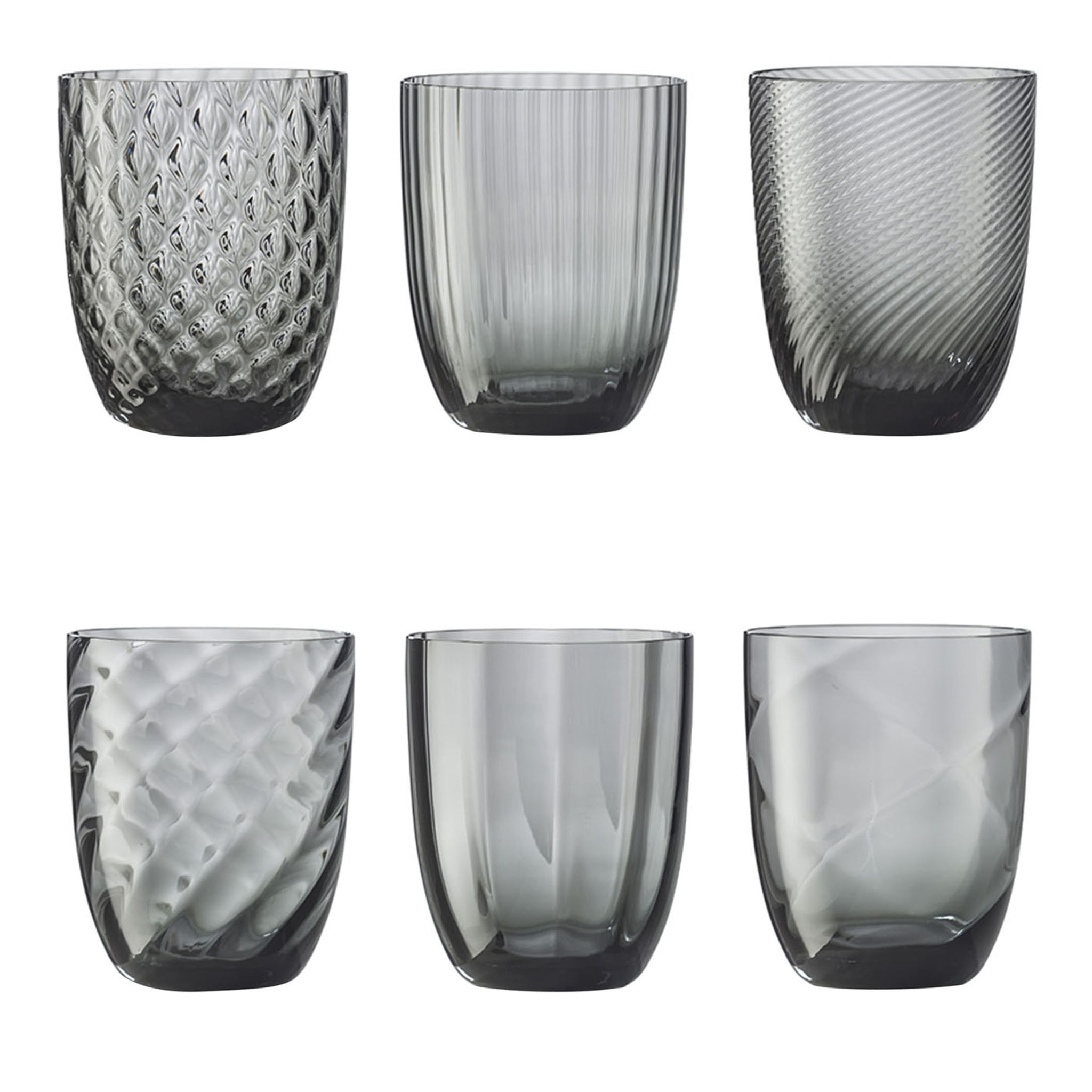 Idra Gray Set of 6 Assorted Water Glasses - Main view