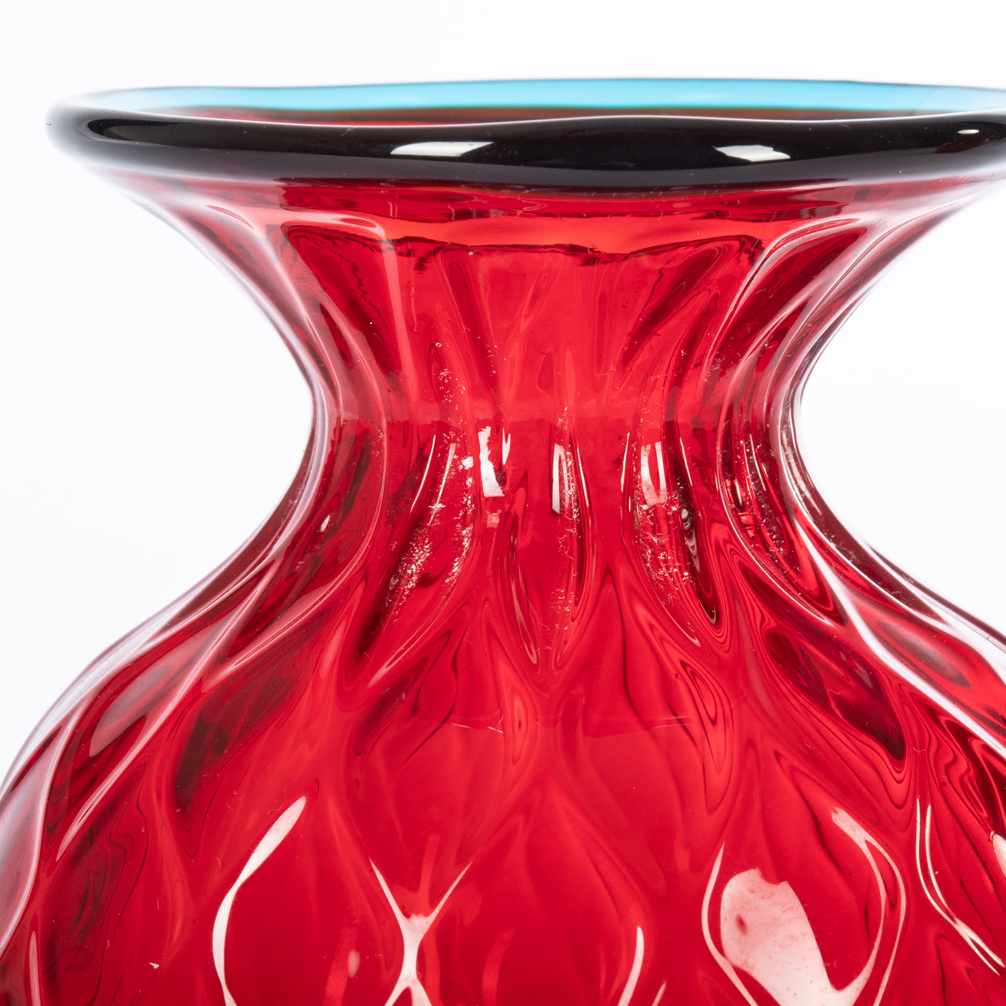 1950 Große rote Balloton-Vase mit hellblauem Rand - Alternative Ansicht 3