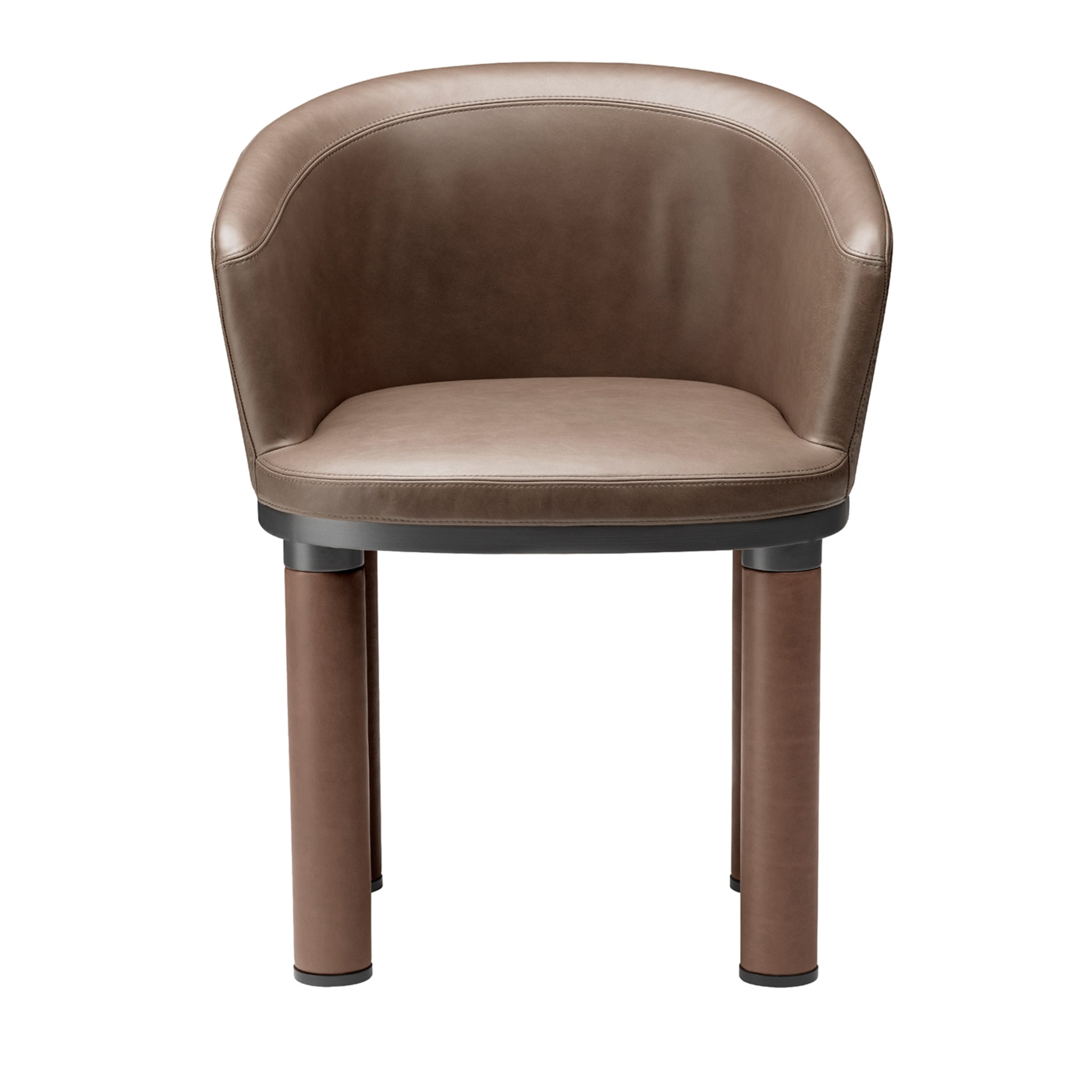 Bold Brown Leather Armchair by Elisa Giovannoni - Main view