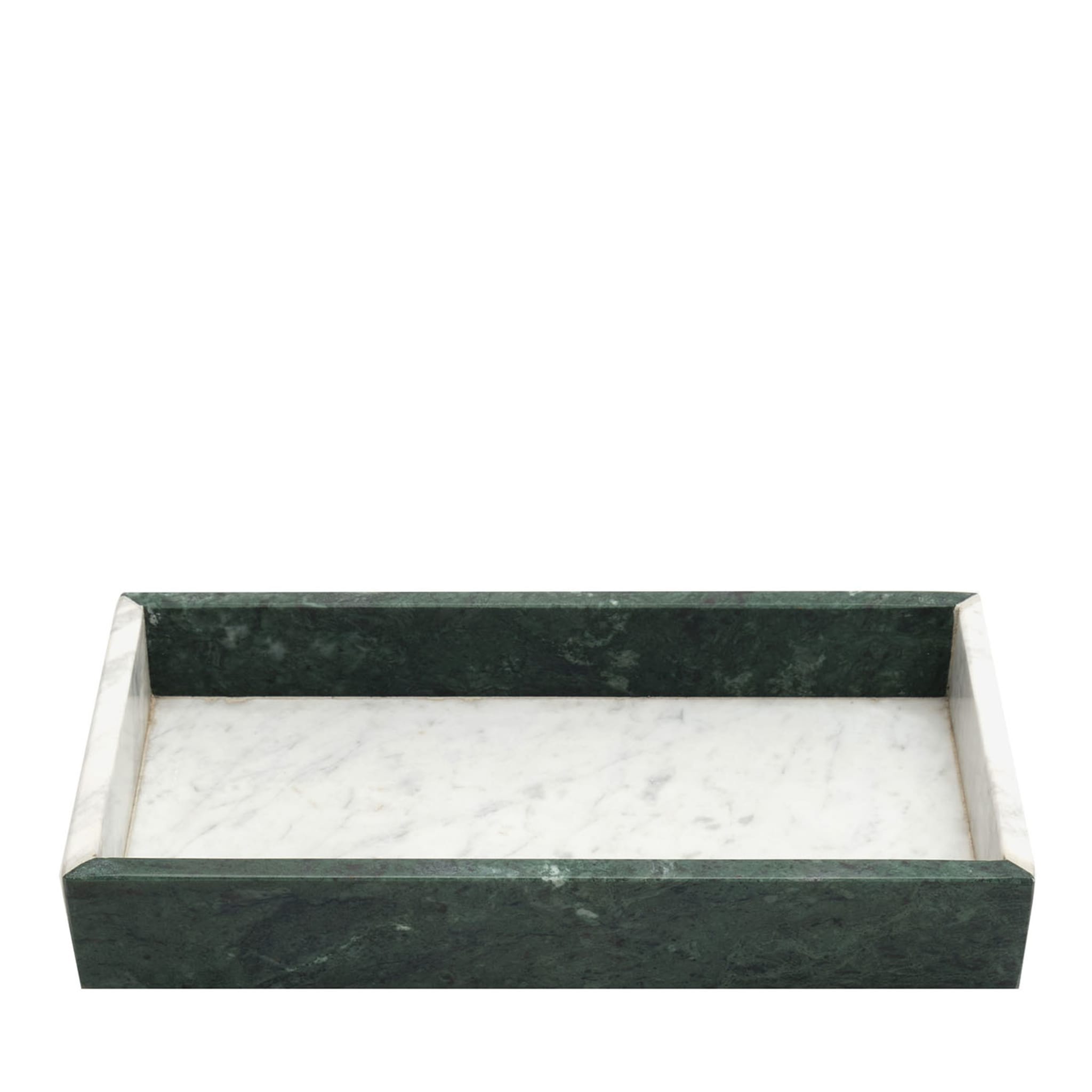Tablett aus Carrara-Marmor und grünem Marmor #2 - Hauptansicht