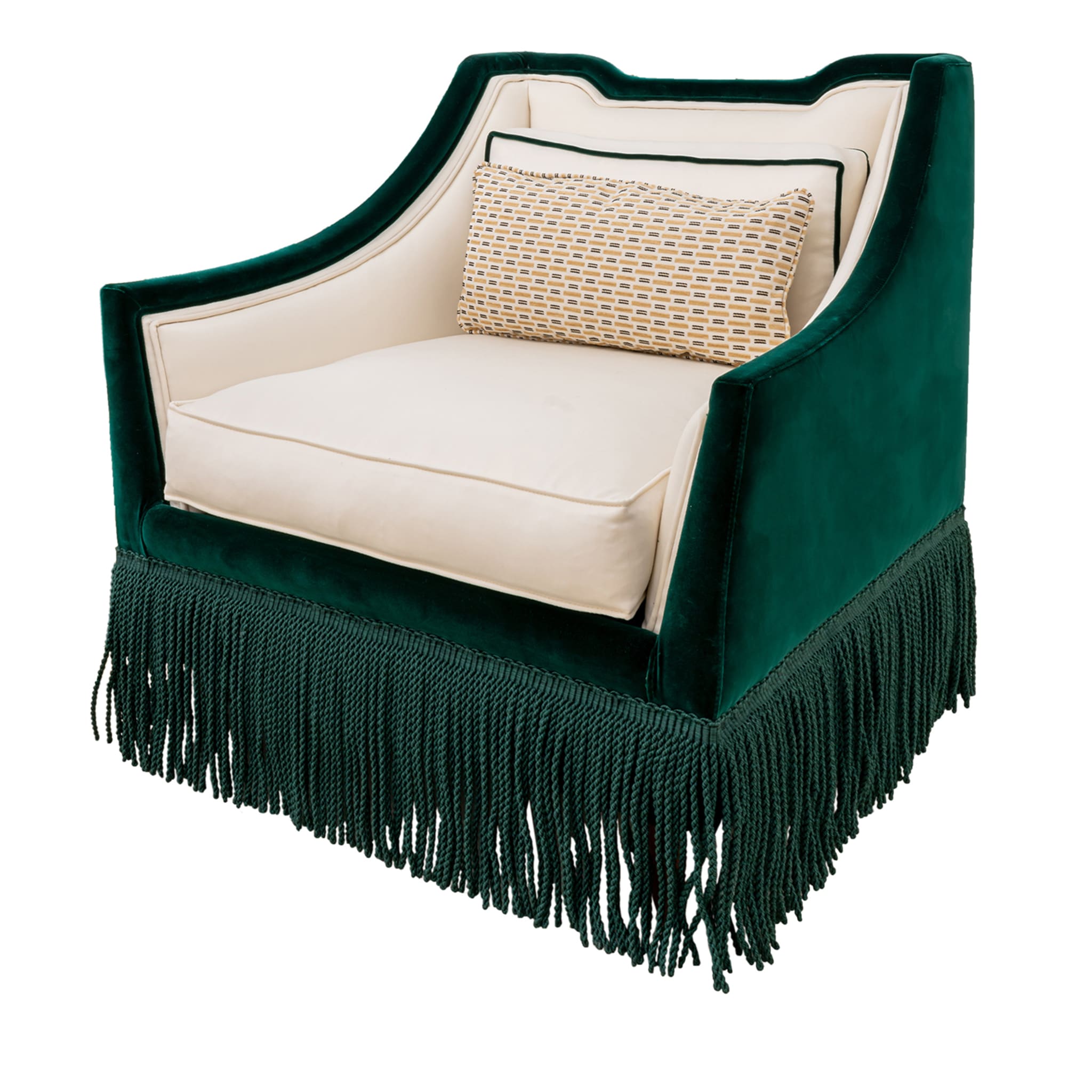 Art Deco Green Velvet Armchair - Main view