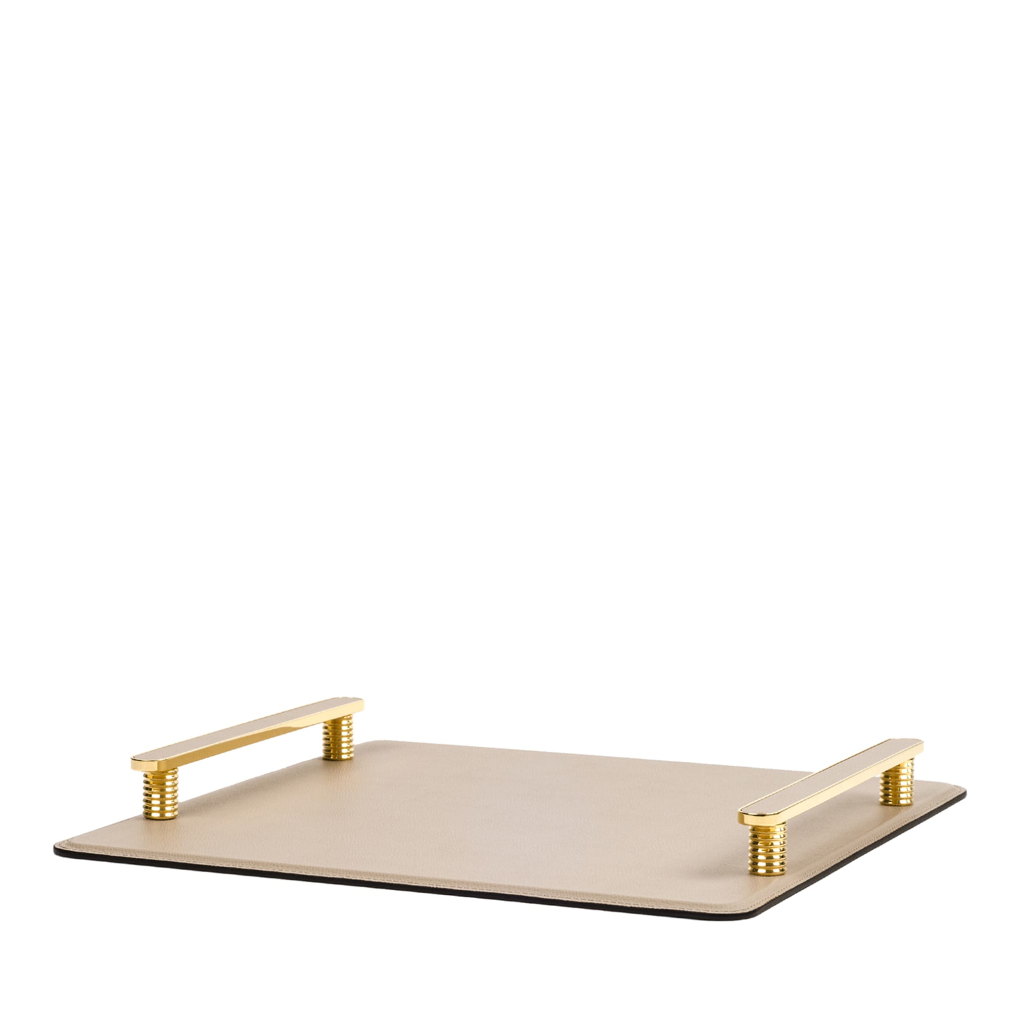 Venaria Square Gold/Beige Leather Tray - Main view