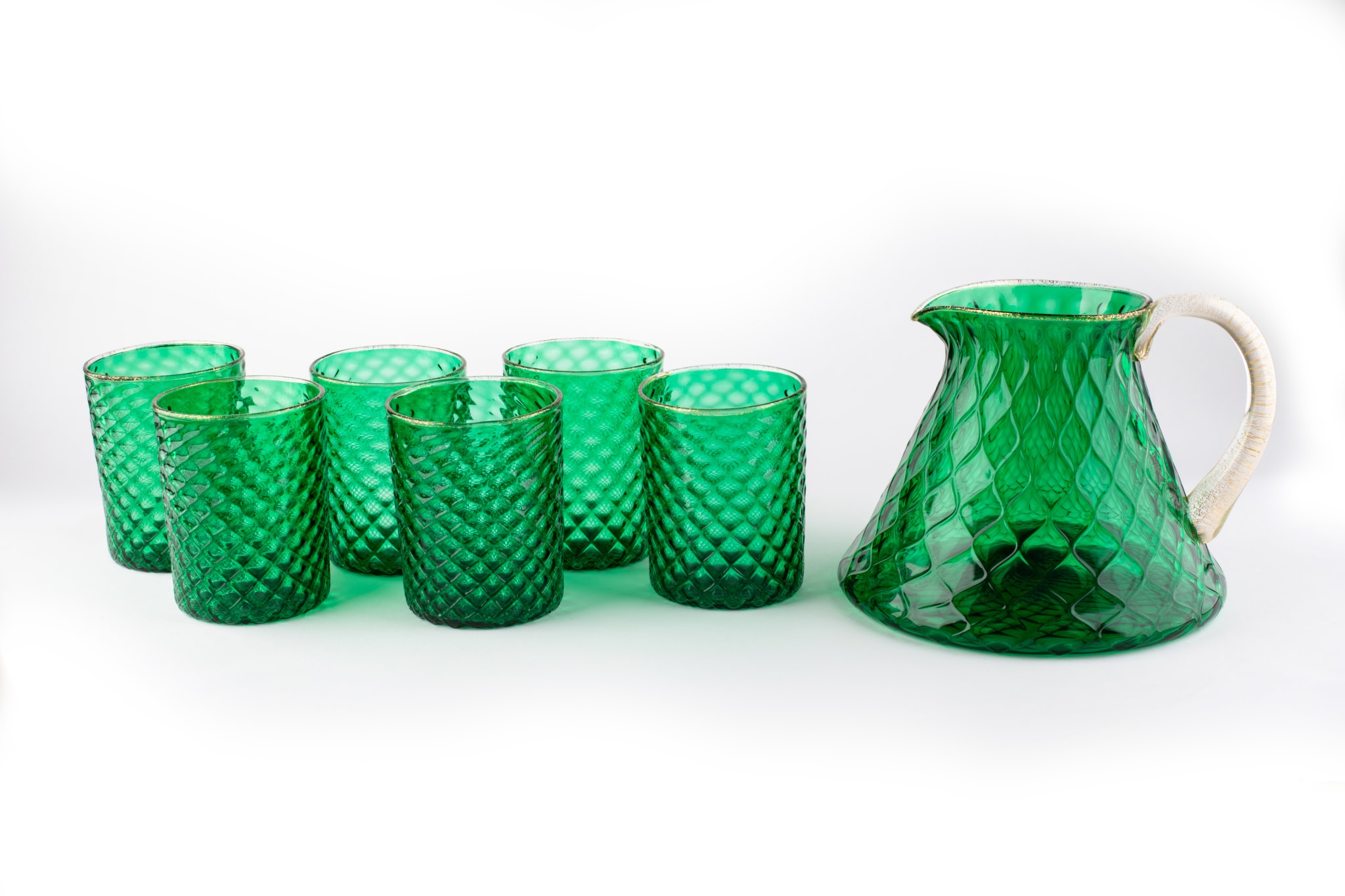 Set of Green Balloton Pitcher and 6 Glasses - Alternative view 1