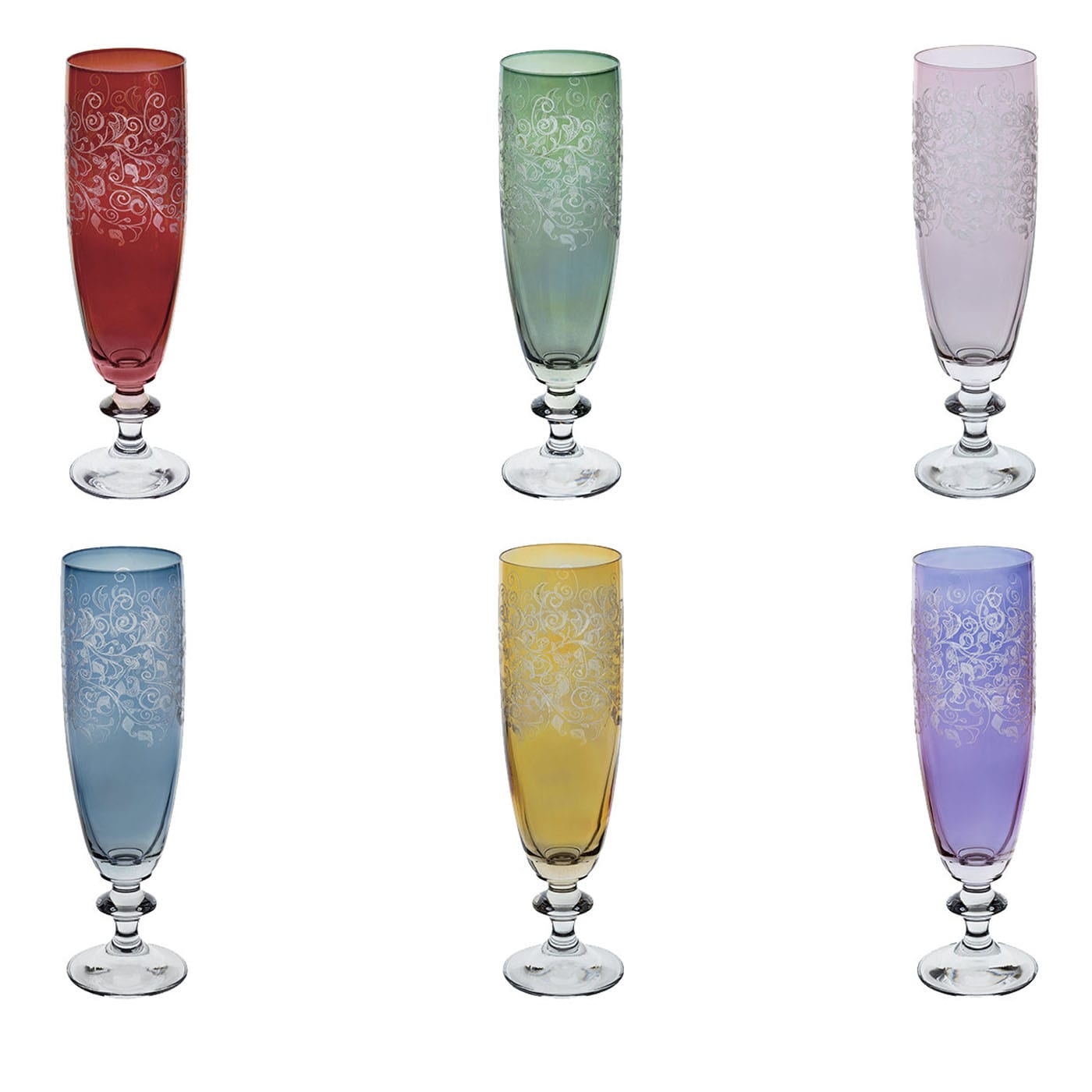 Set of 6 Square Printed Flutes Creart