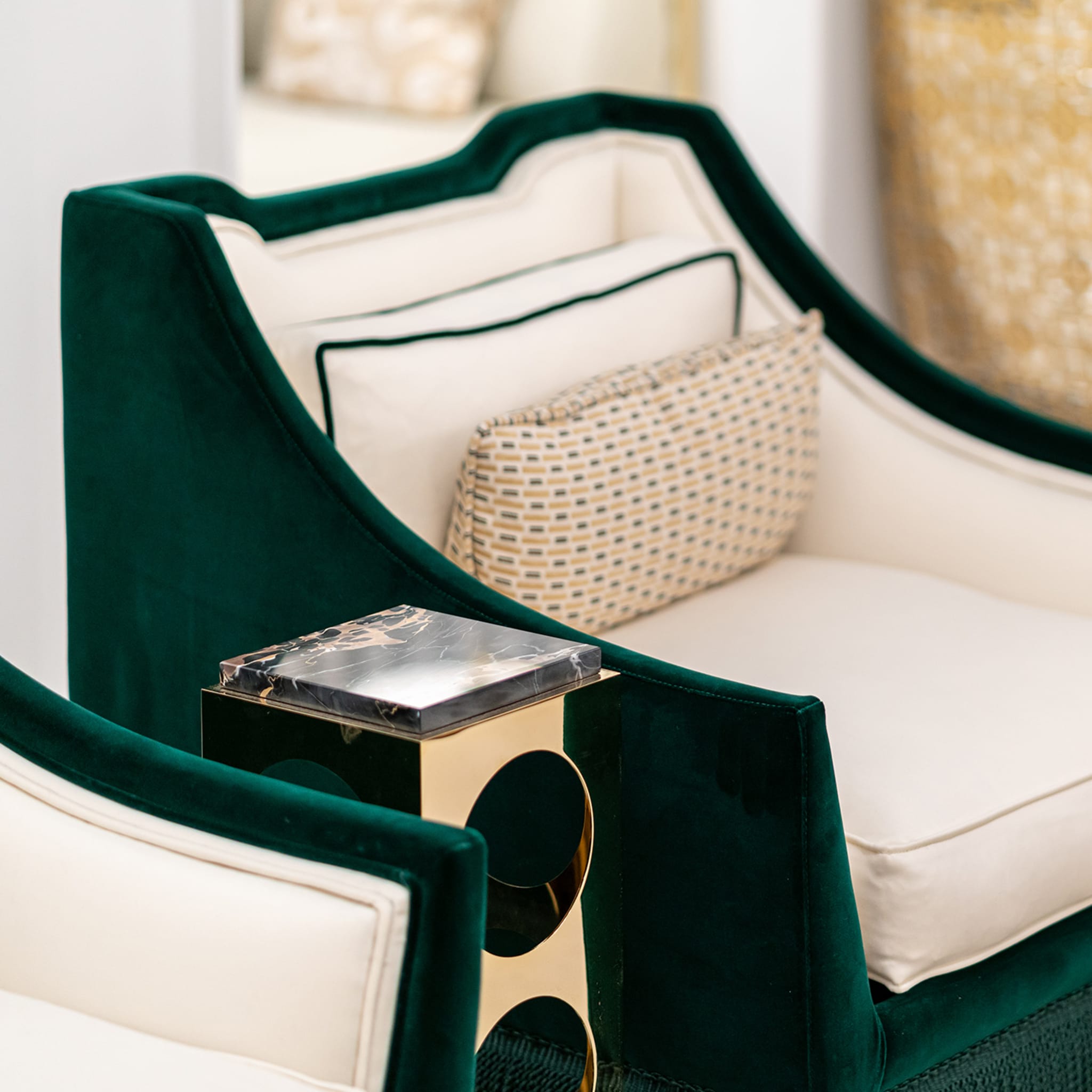 Art Deco Green Velvet Armchair - Alternative view 3