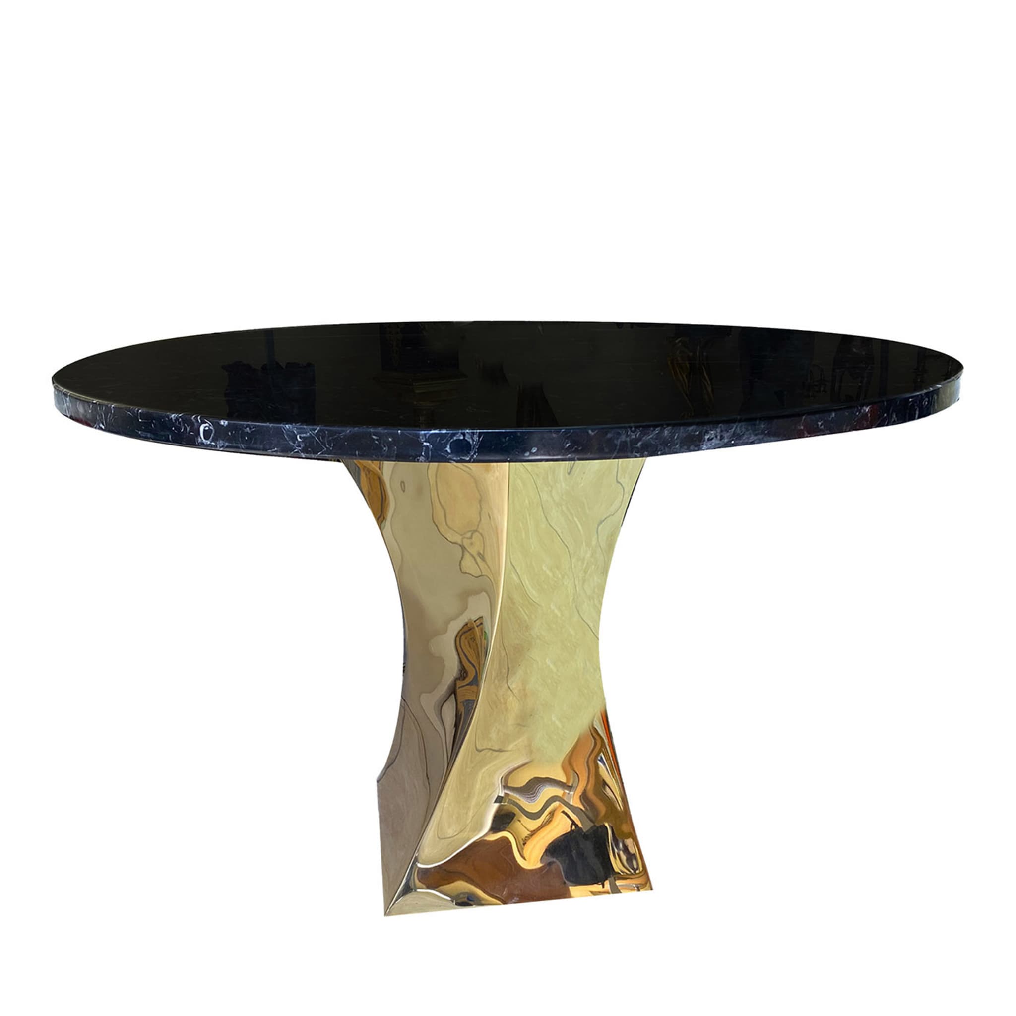 Tavolo rotondo ritorto in marmo di Marquinia - Vista principale