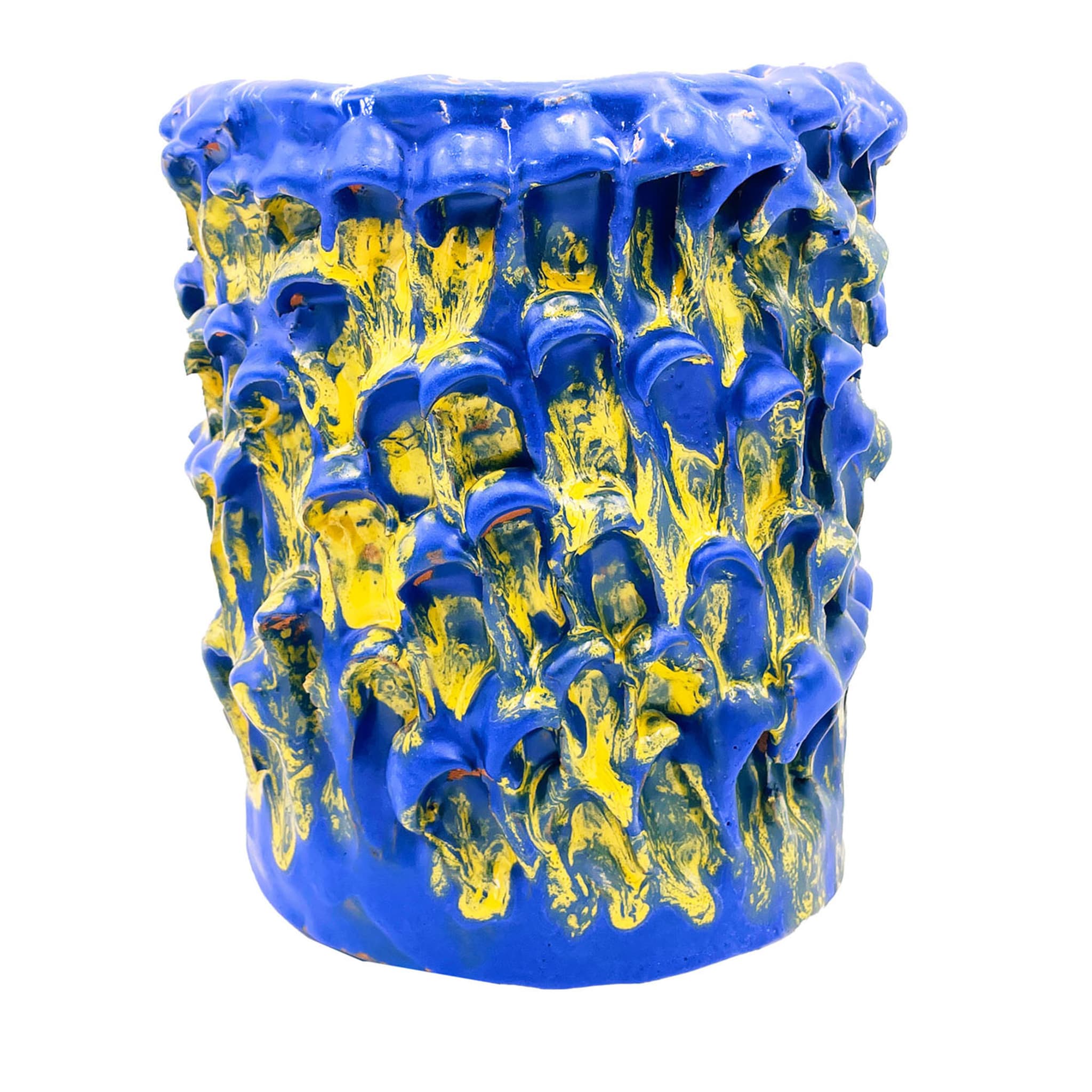Vase Onda bleu égyptien et jaune tournesol - Vue principale