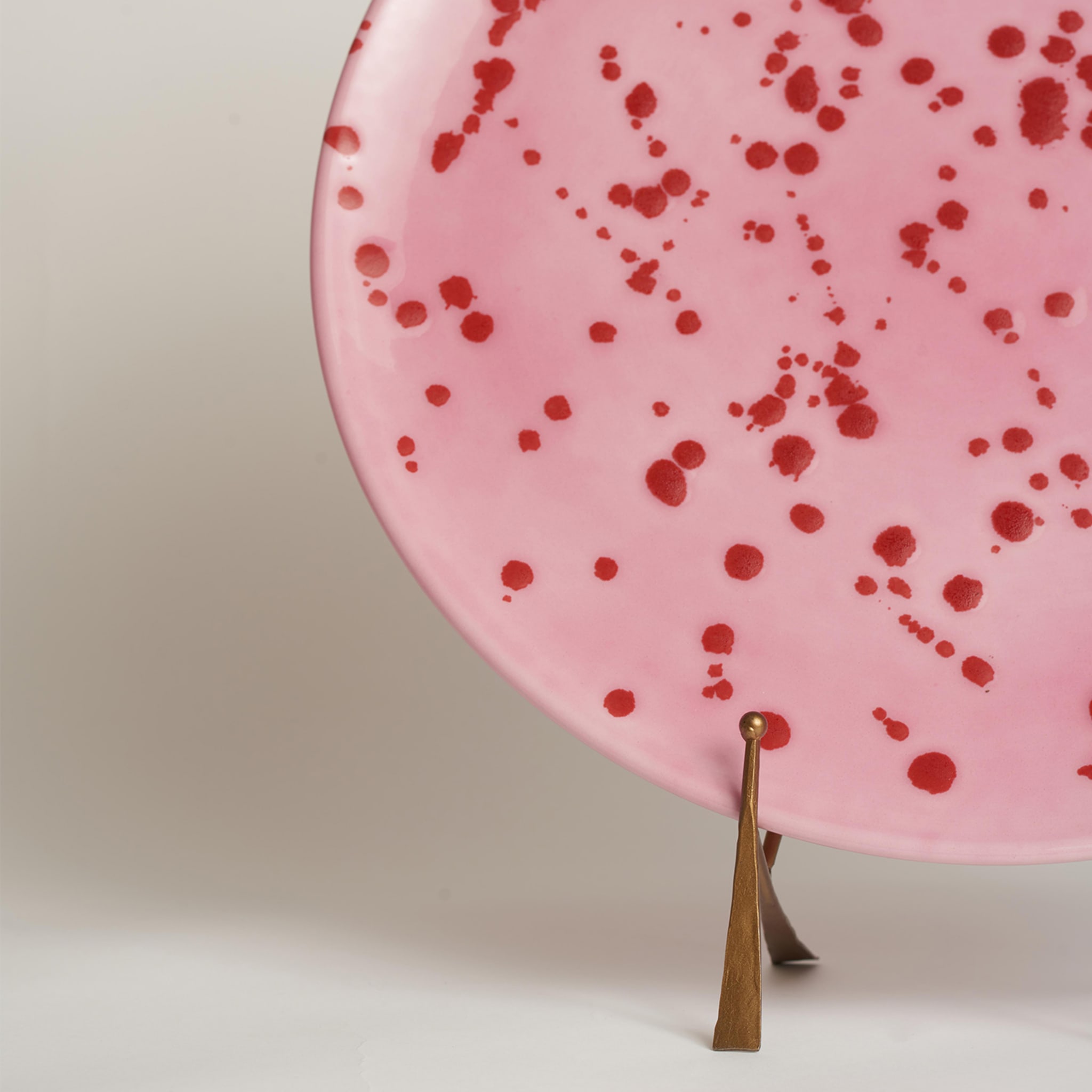 Fuchsia and Red Ceramic Decorative Plate - Alternative view 1