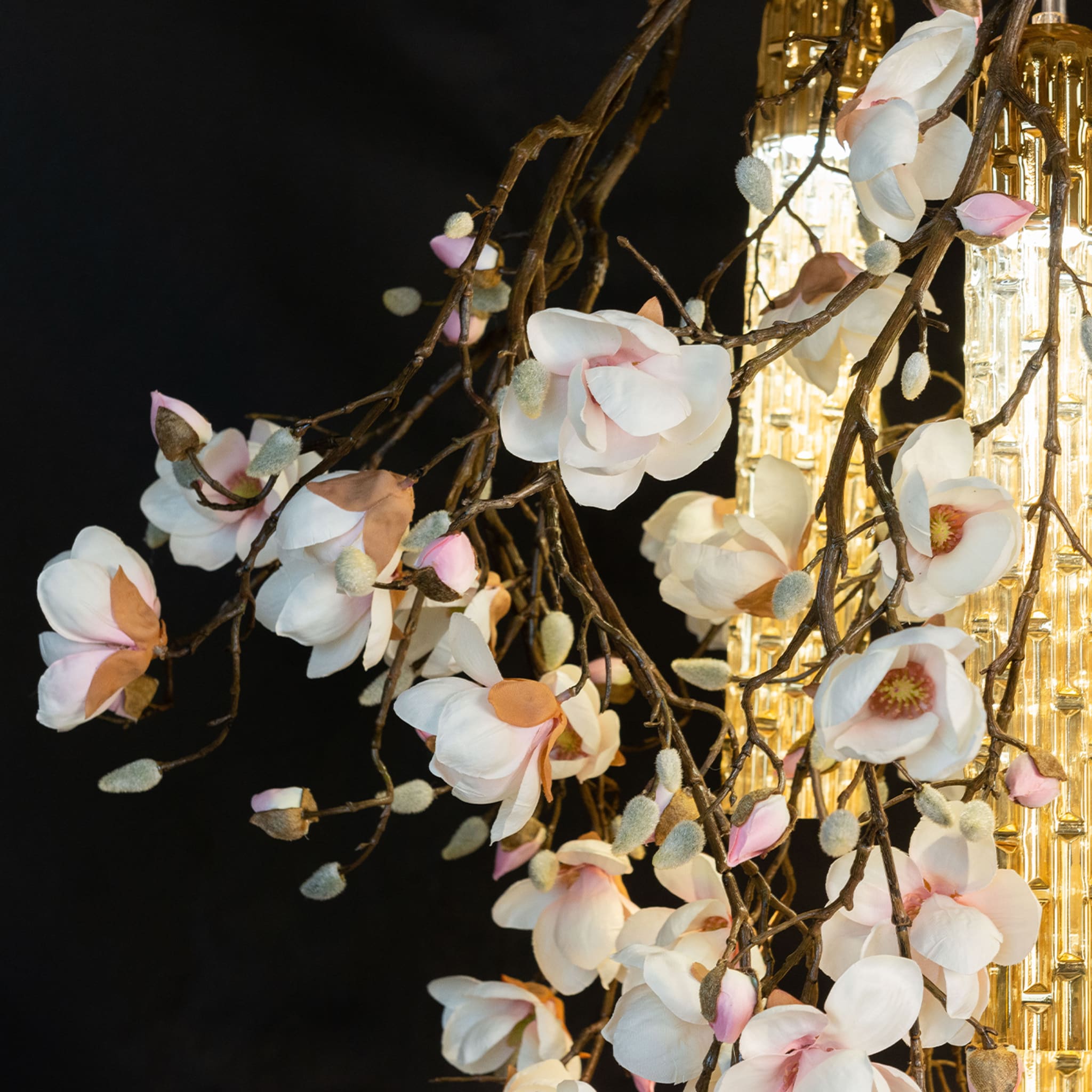Flower Power Magnolia Square White and Gold Chandelier - Alternative view 5