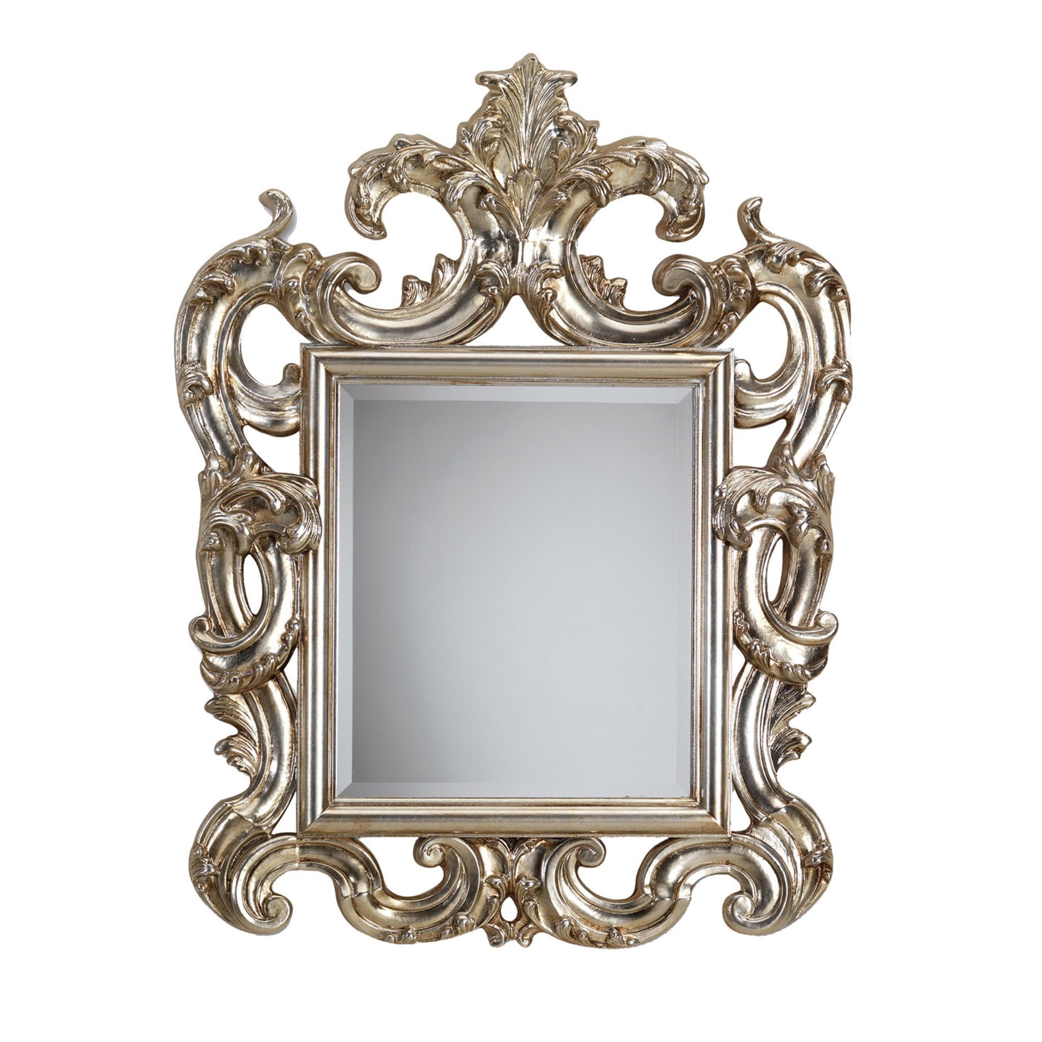 Specchio rettangolare Edward in foglia d'argento e champagne - Vista principale
