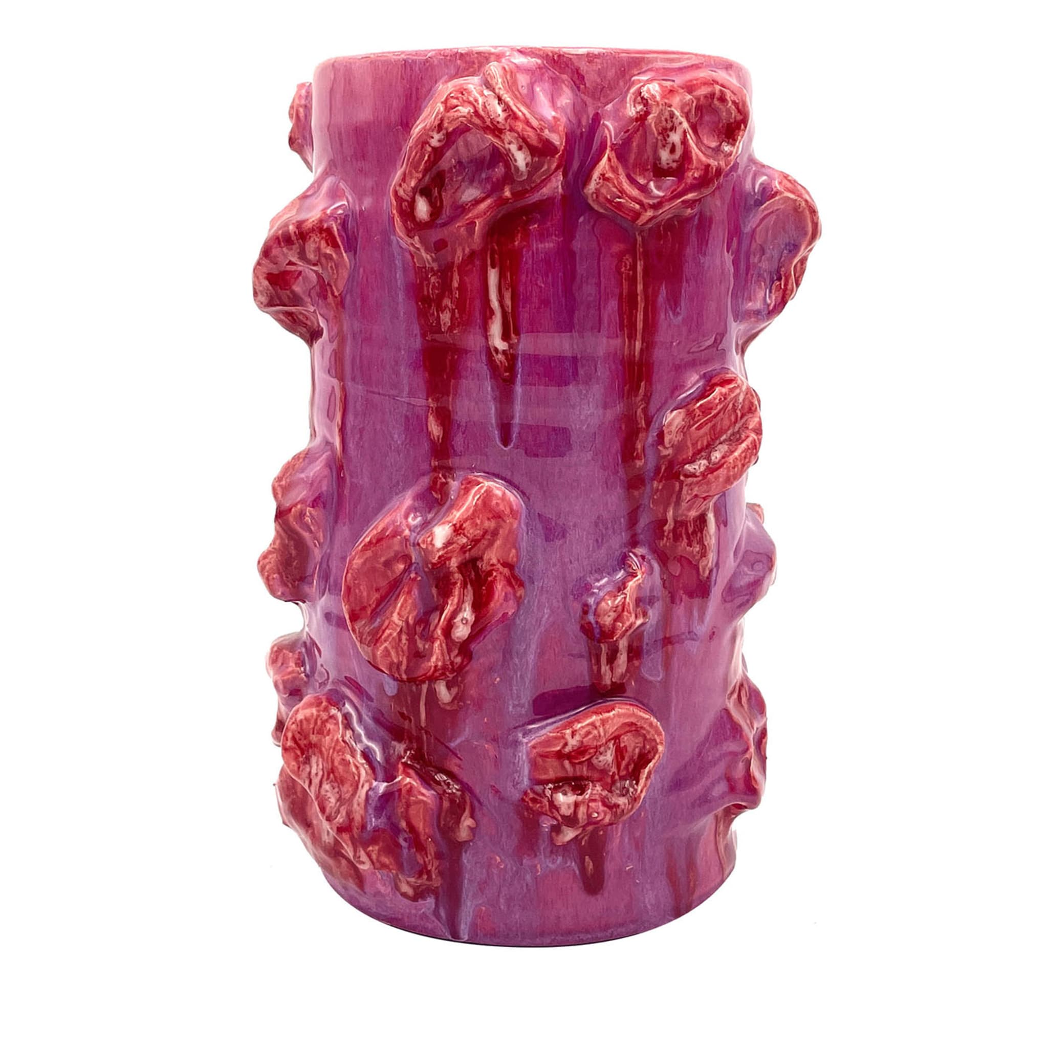 Gum Opera Mauve and Danger Red Cylinder Vase - Main view