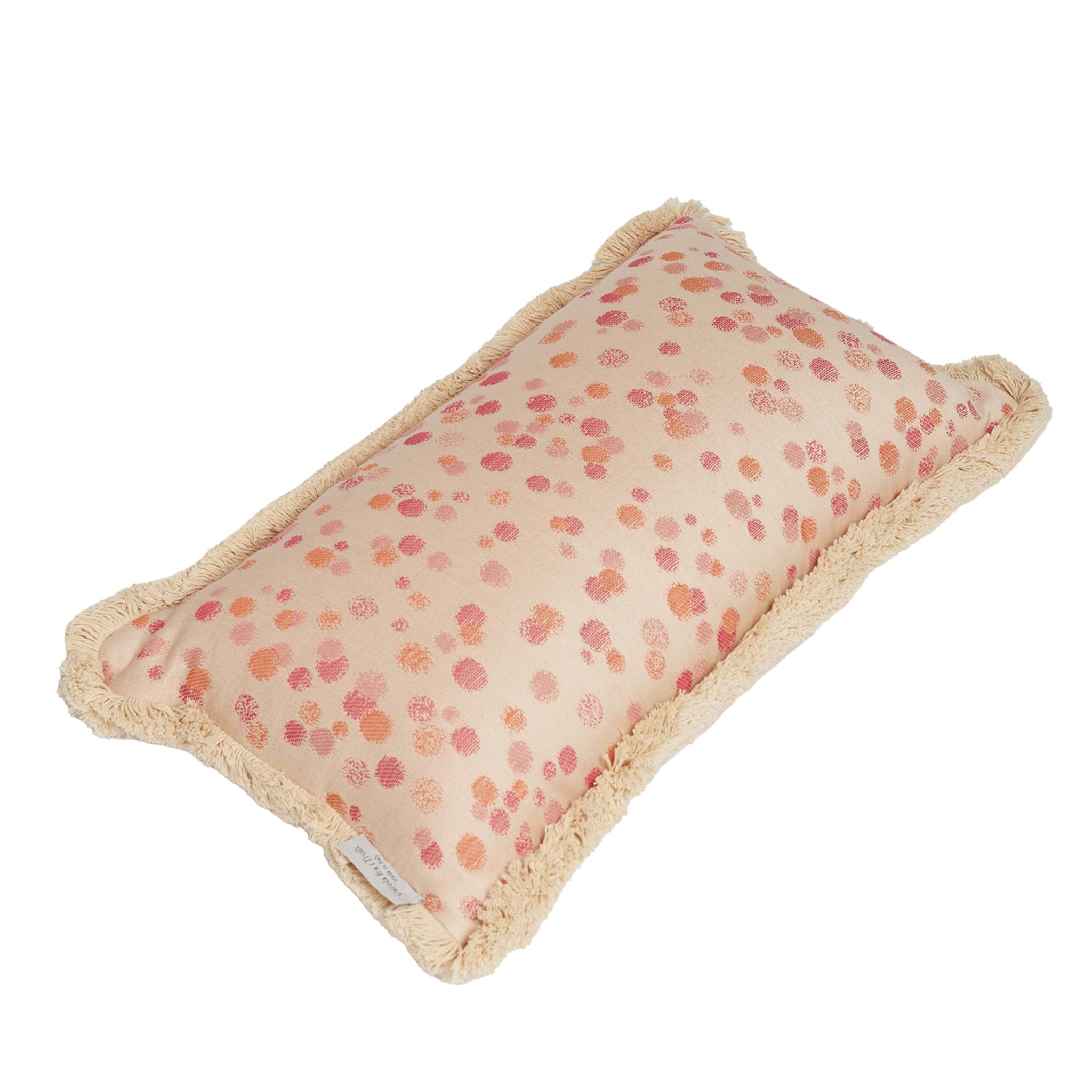 Small Rose and Coral Fringed Cushion - Main view