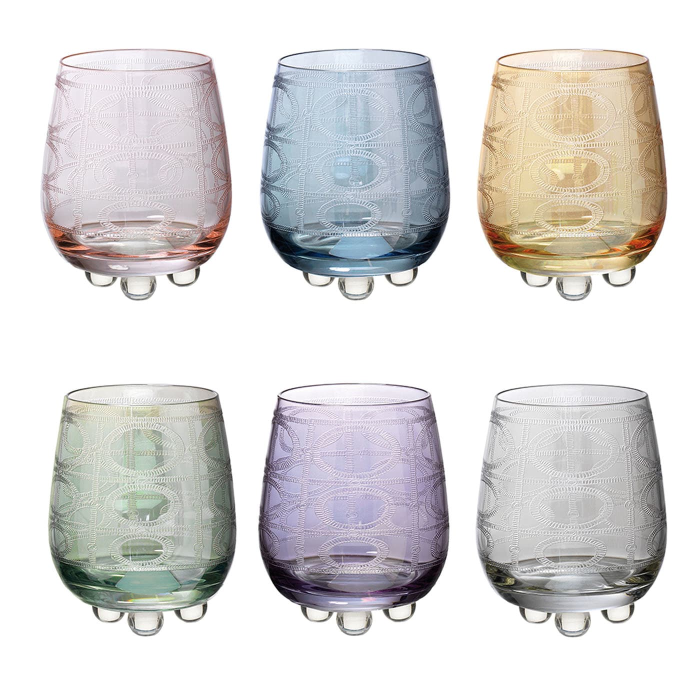 Polychrome Set of 6 Champagne Flutes