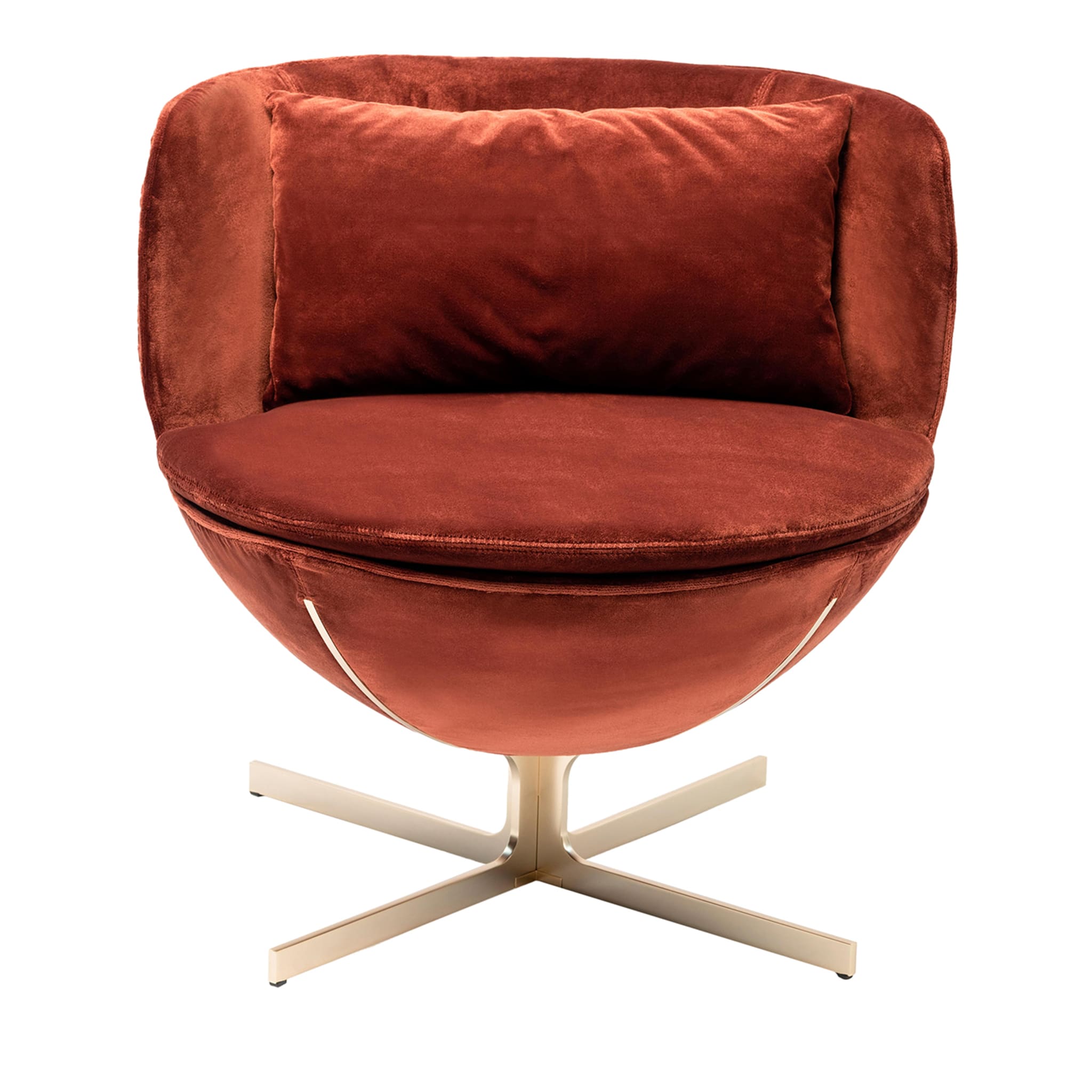 Calice Red Velvet Armchair by Patrick Norguet - Main view