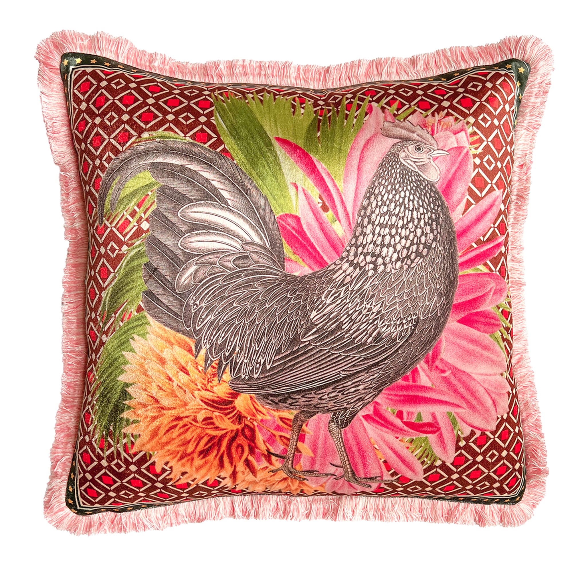 Vain Rooster Polychrome Square Cushion - Main view